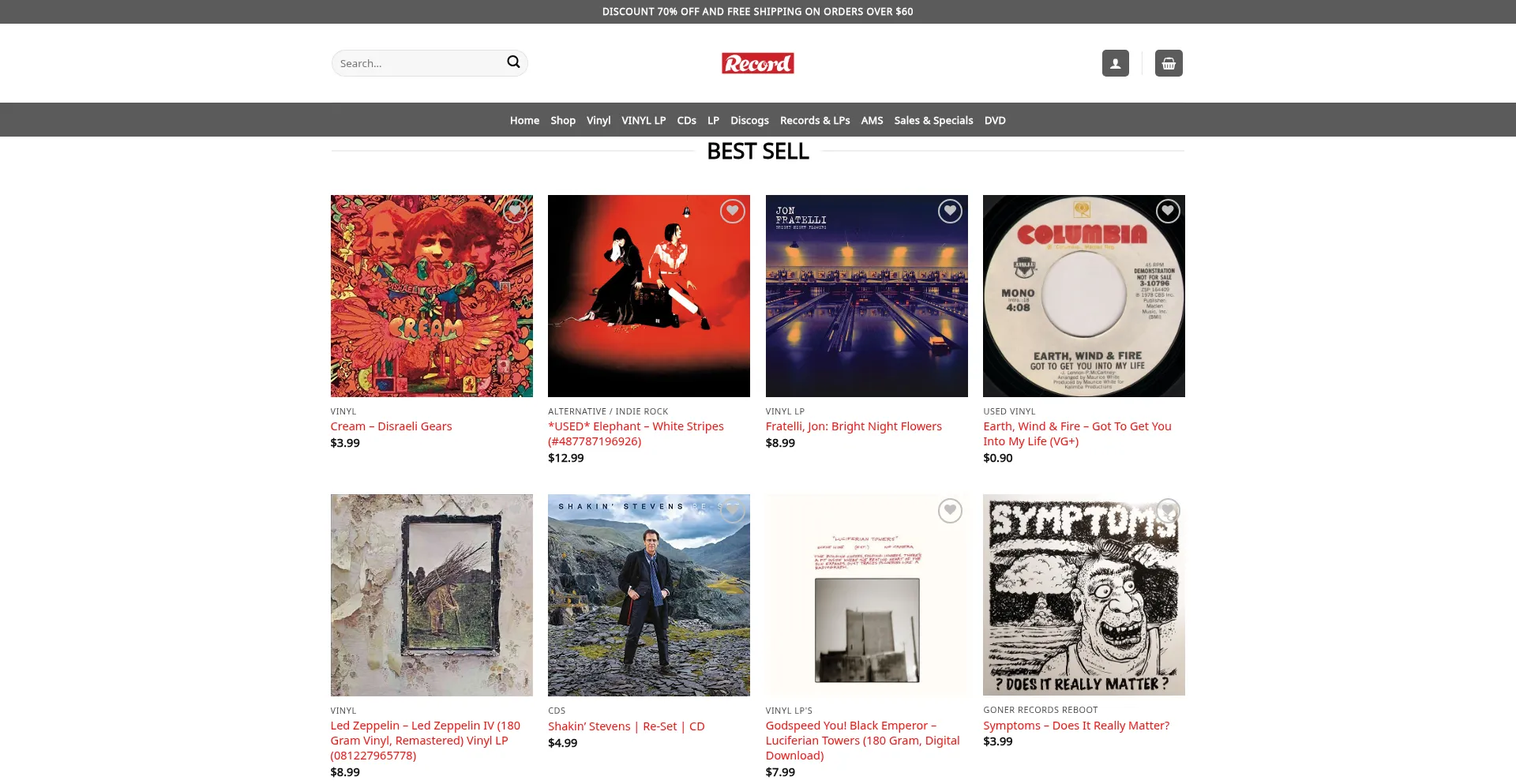 Website screenshot of Rockrecordstores.com