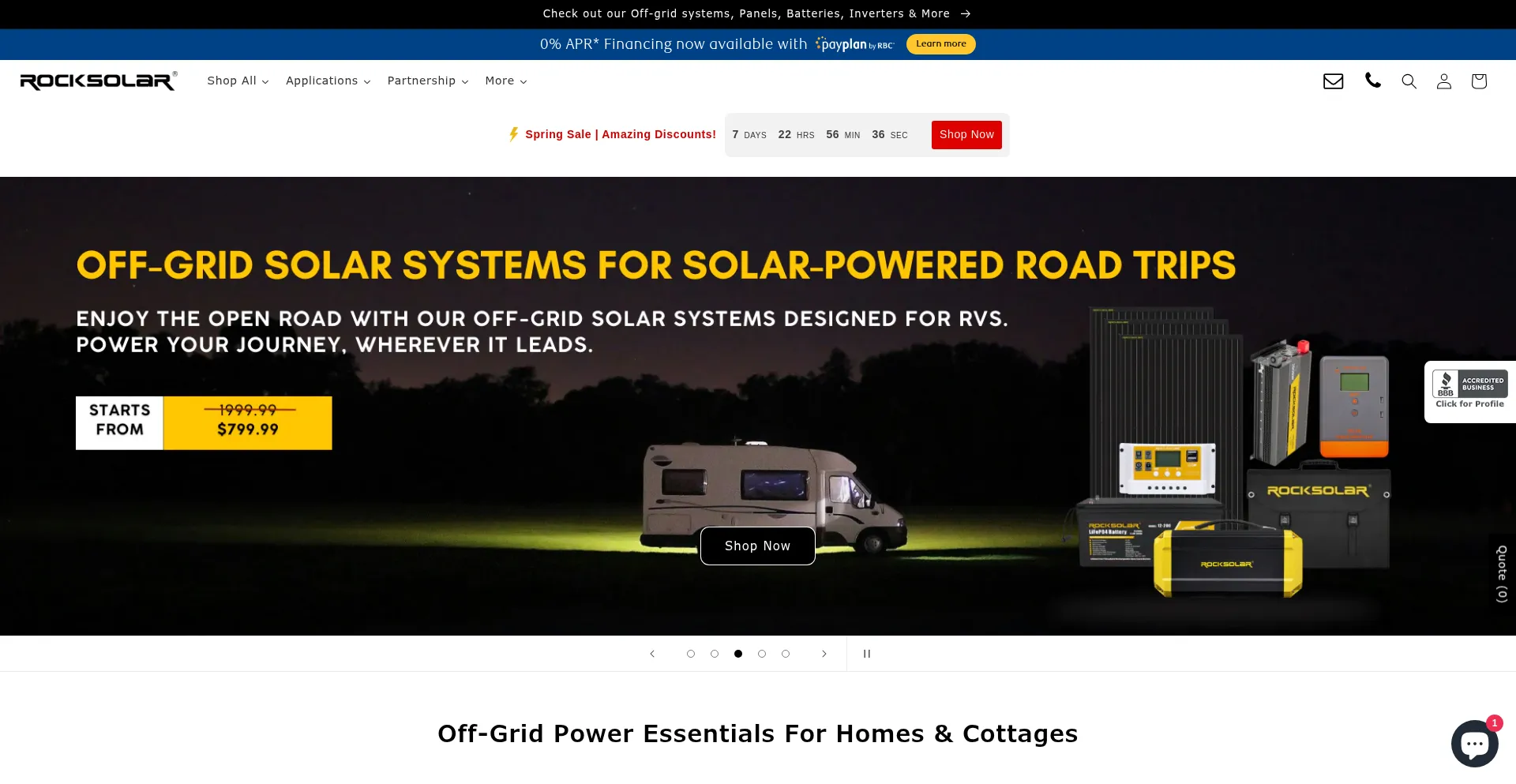 Website screenshot of Rocksolar.ca