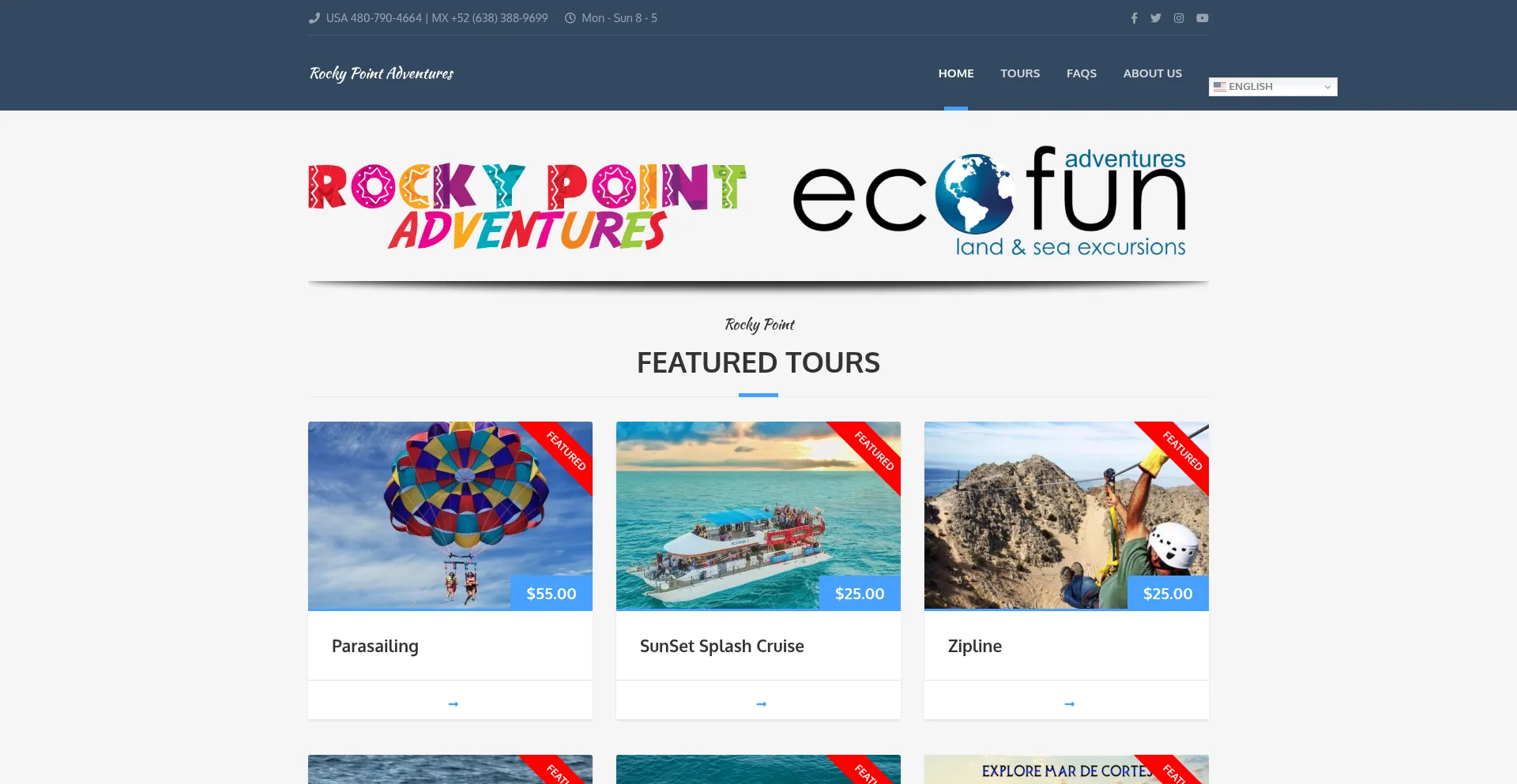 Website screenshot of Rockypointadventures.com