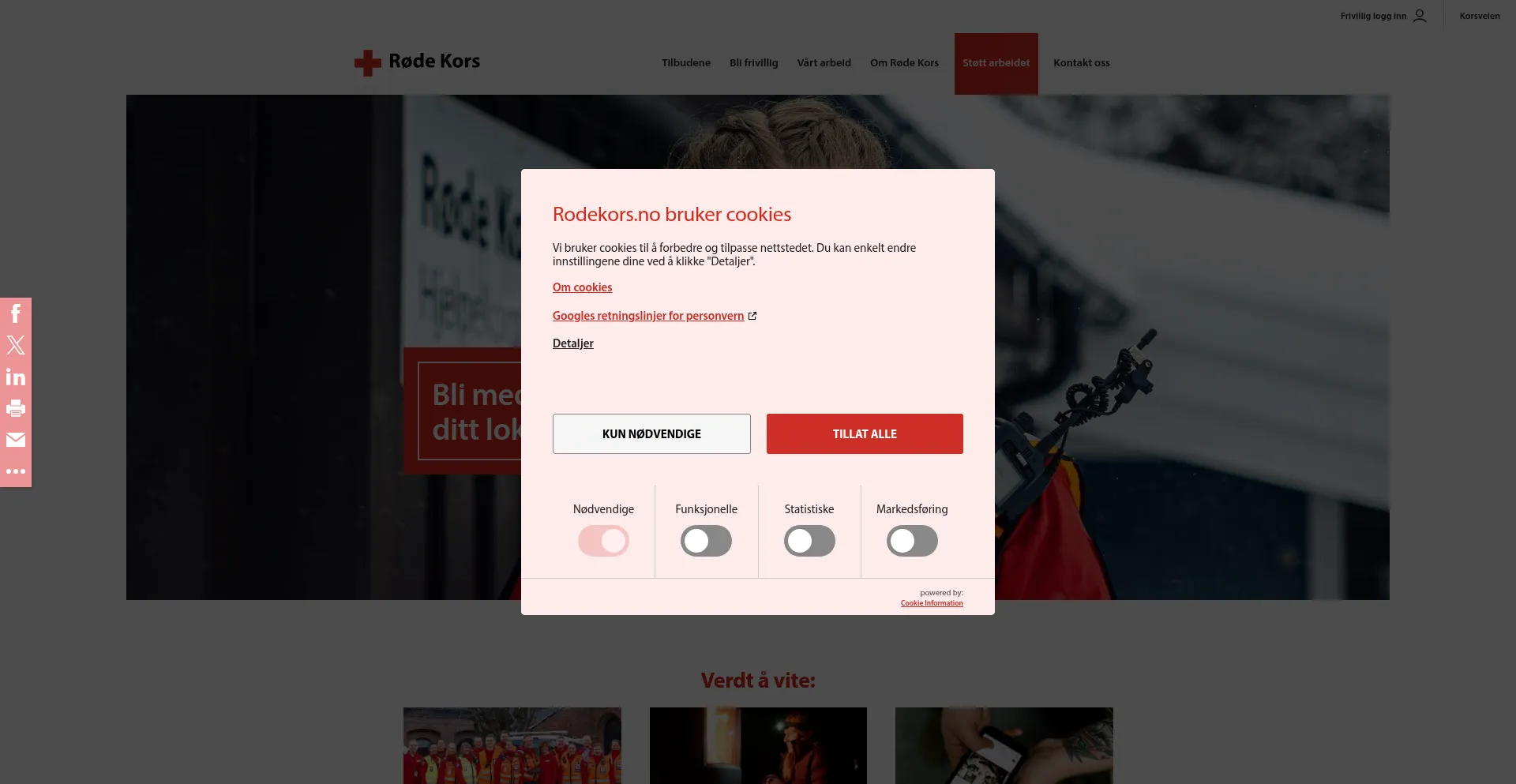 Website screenshot of Rodekors.no