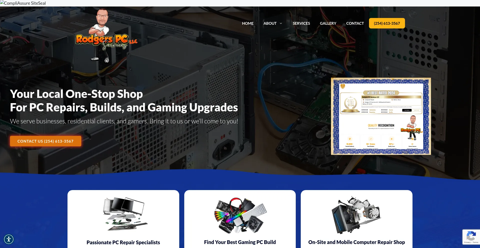Website screenshot of Rodgerspcservices.com