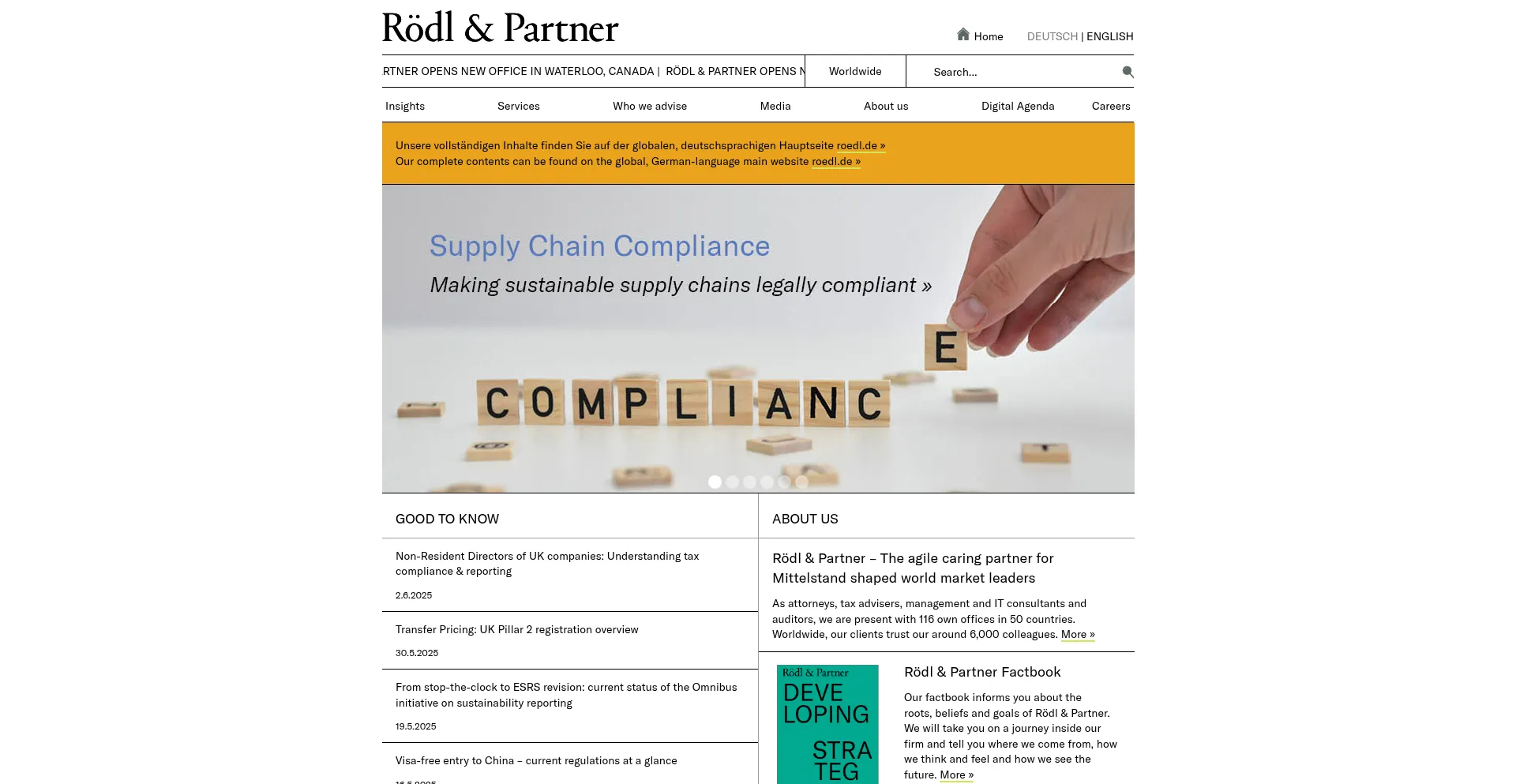 Website screenshot of Roedl.com