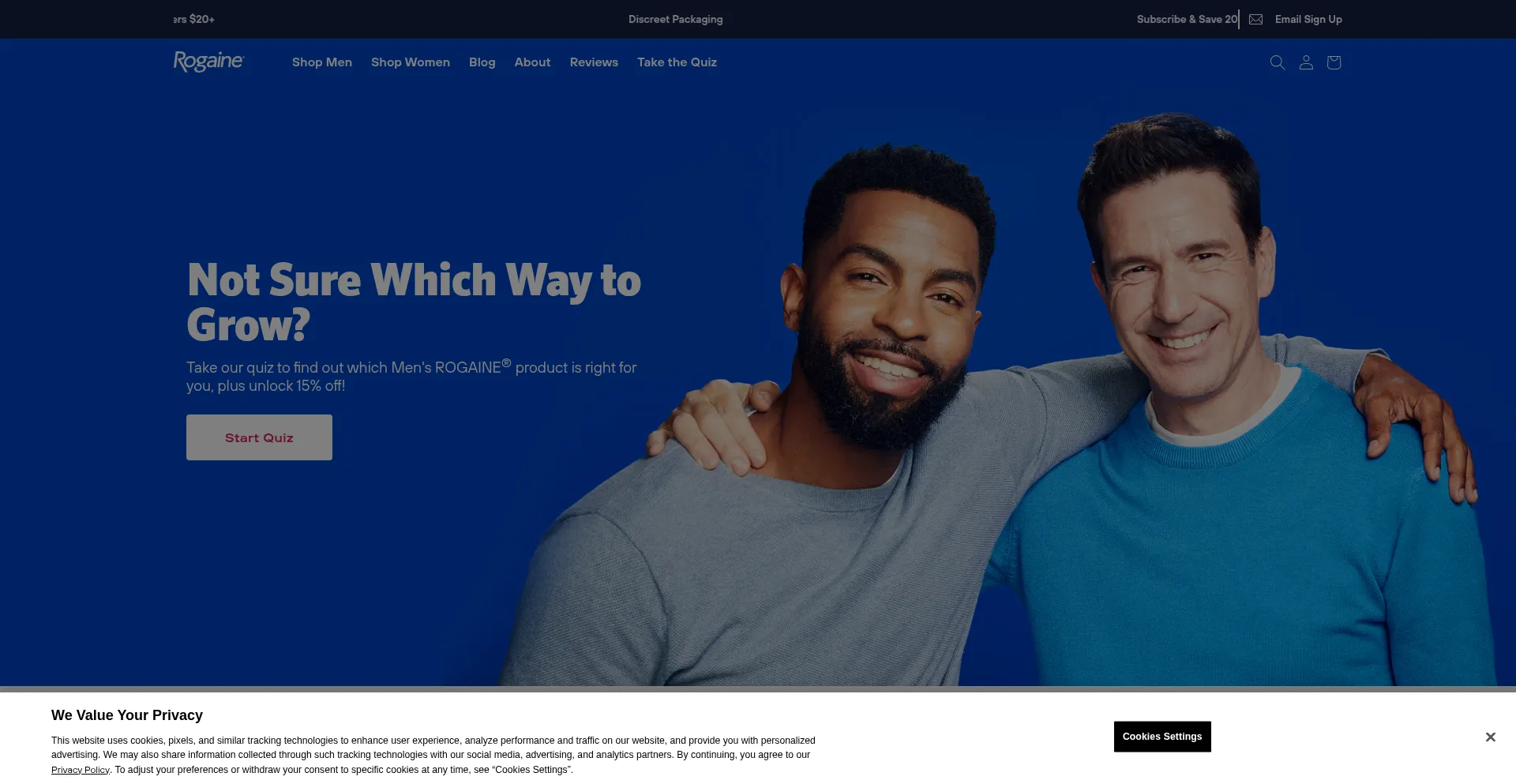 Website screenshot of Rogaine.com