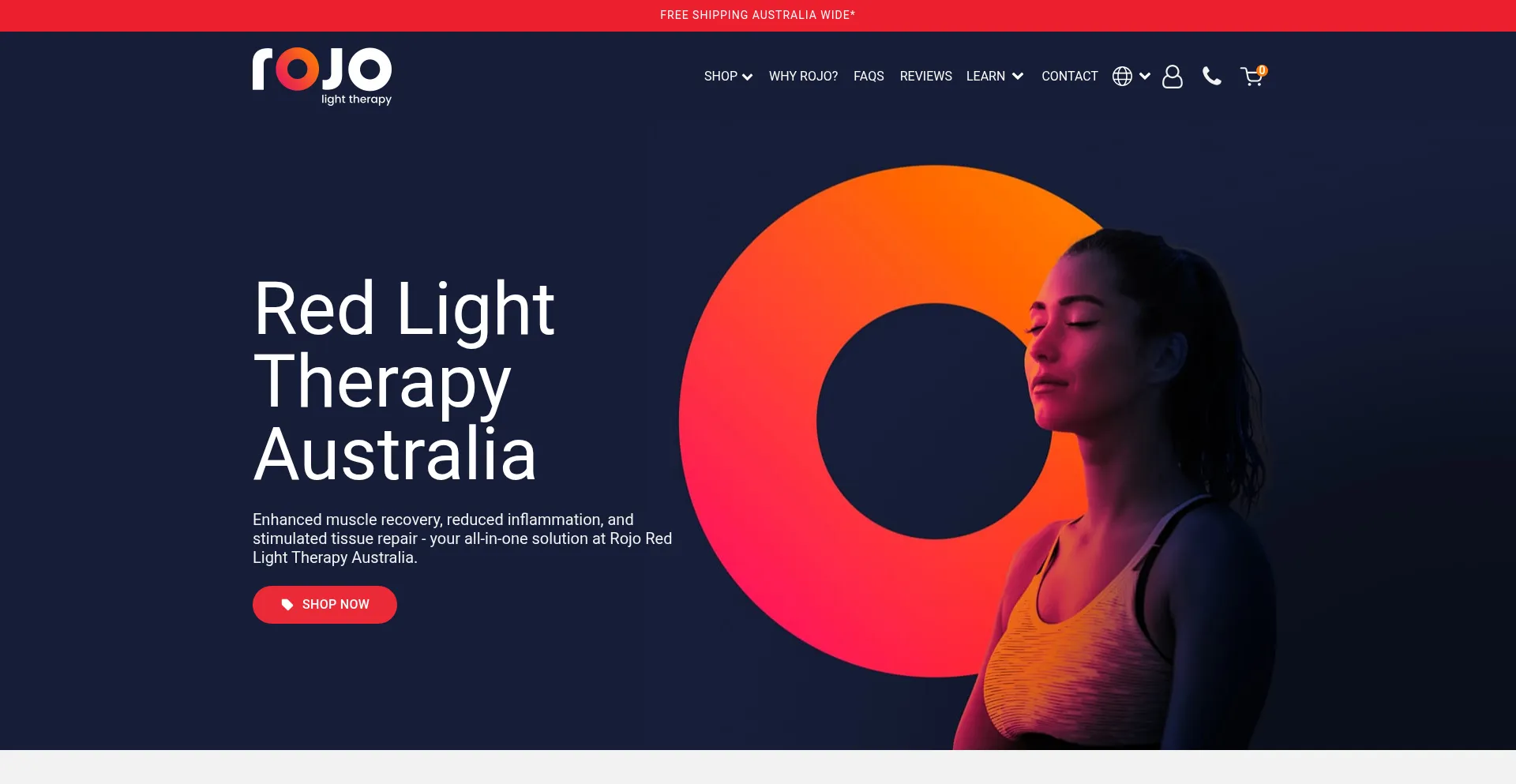 Website screenshot of Rojolighttherapy.com.au