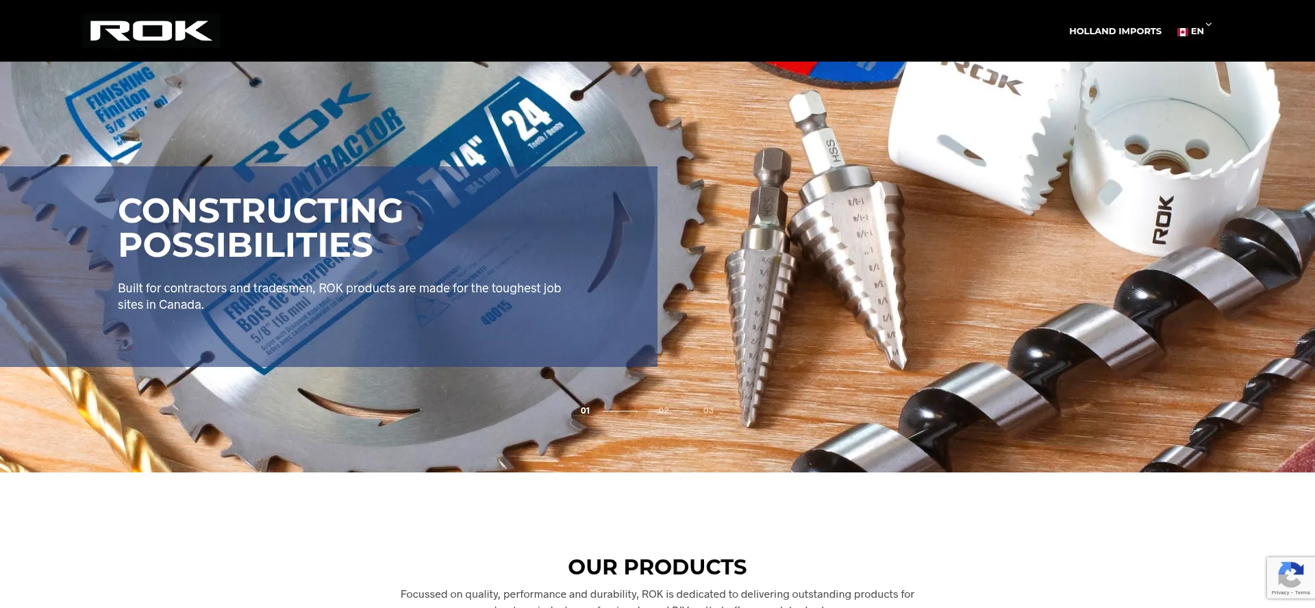 Website screenshot of Roktools.ca