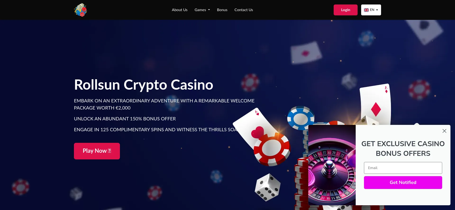 Website screenshot of Rollsun-crypto.top