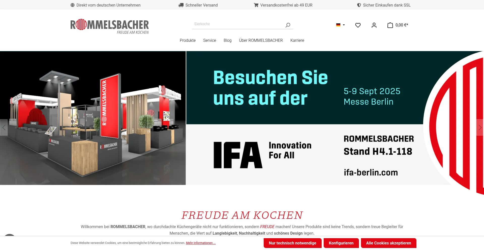 Website screenshot of Rommelsbacher.de
