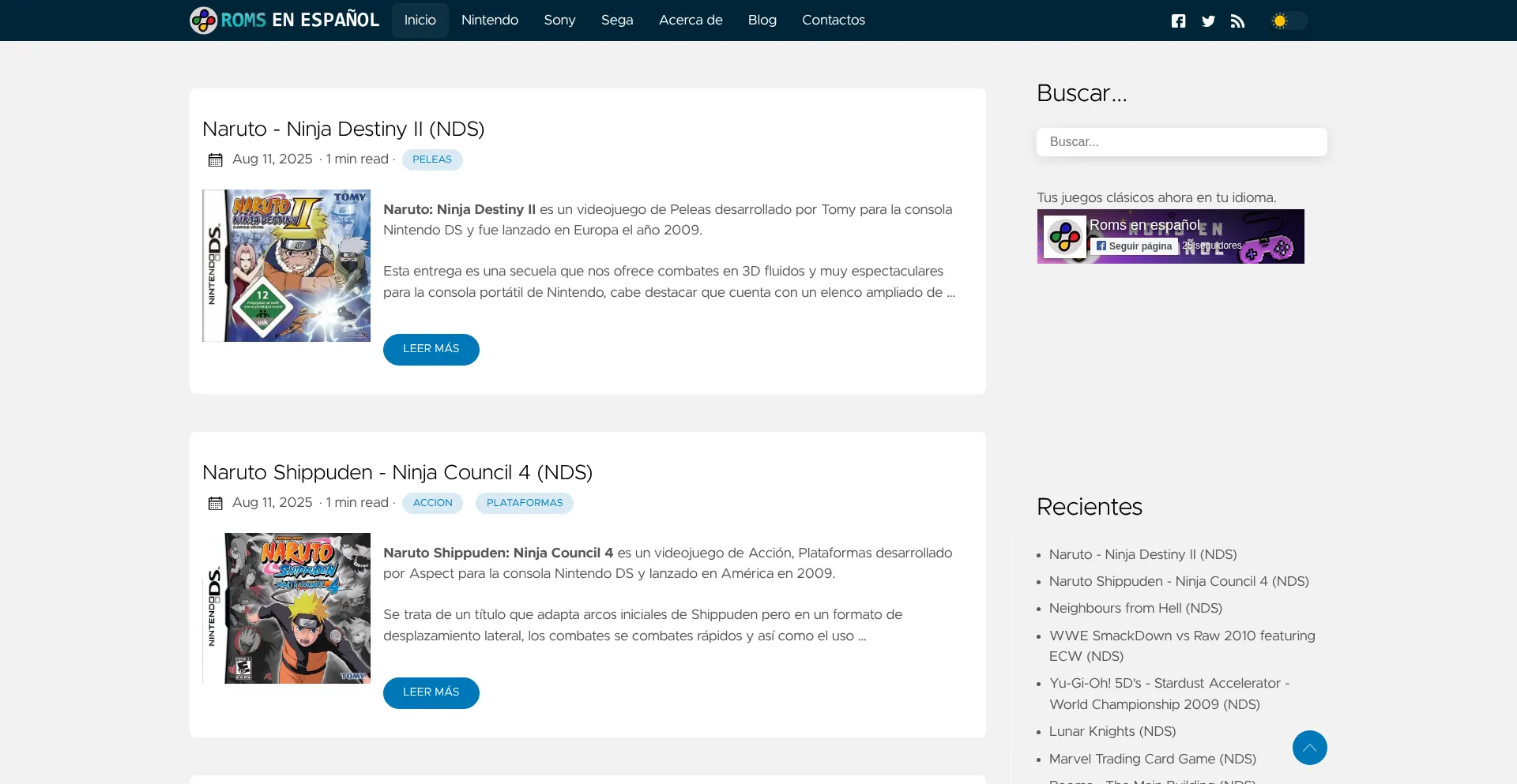 Website screenshot of Romsenespanol.com