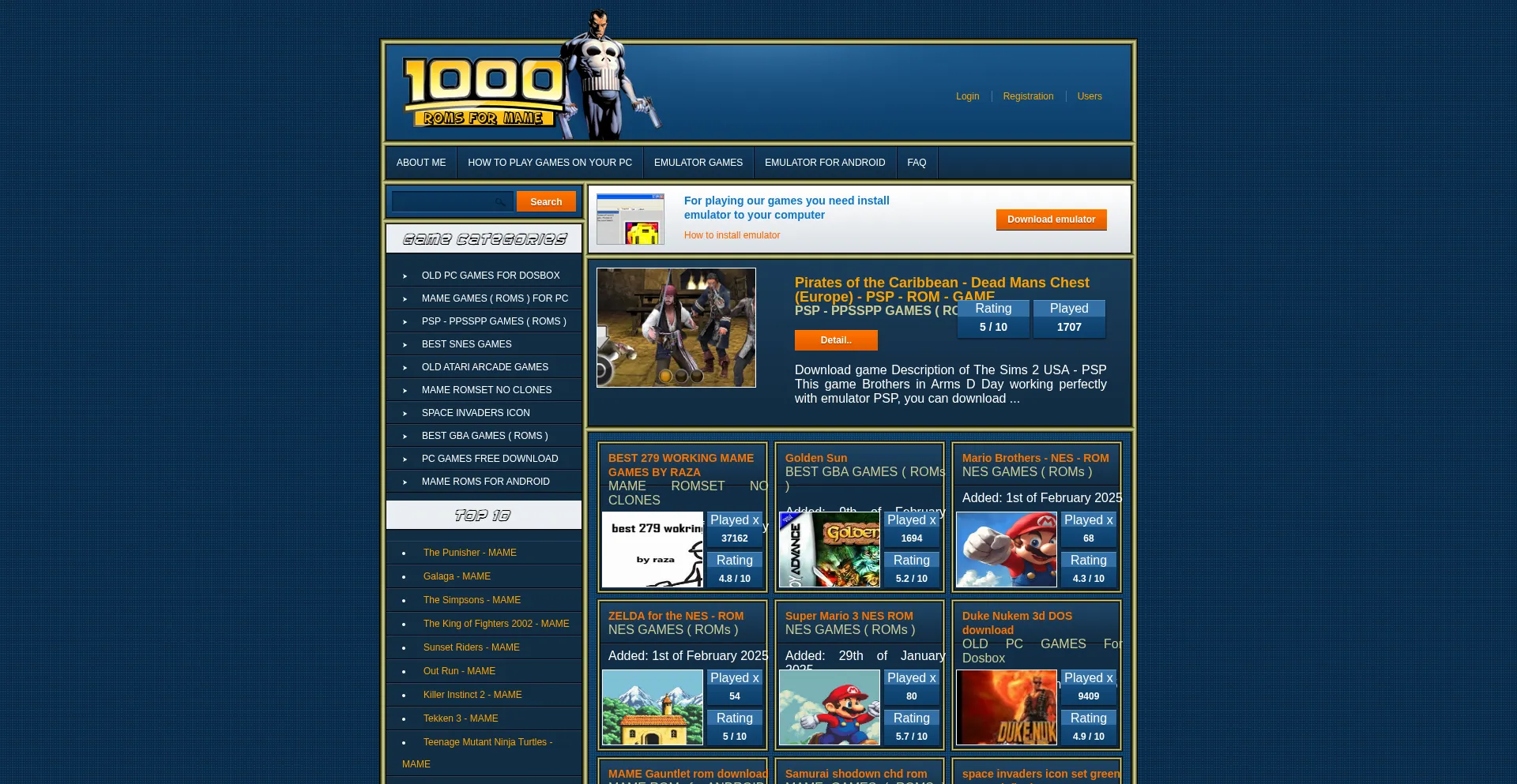 Website screenshot of Romsformame.com