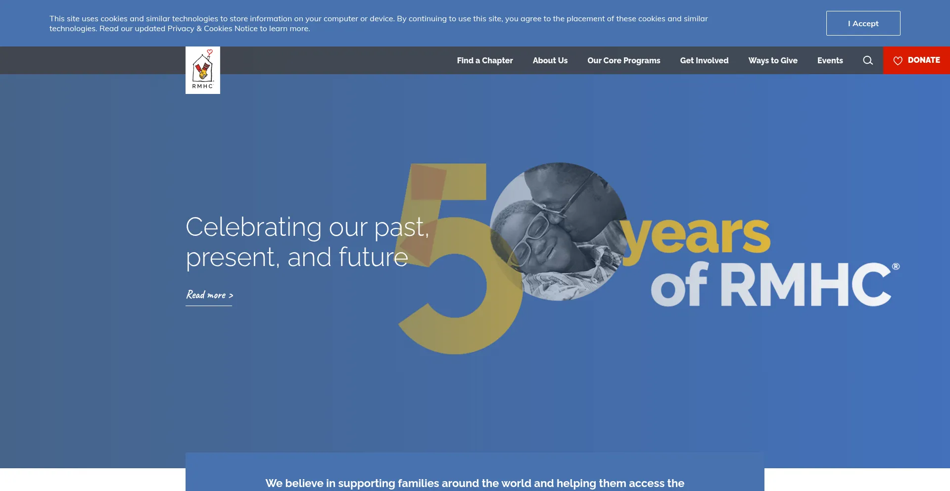 Website screenshot of Ronaldmcdonaldhouse.com