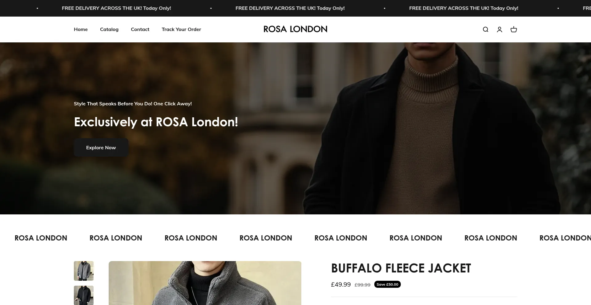 Website screenshot of Rosa-london.com