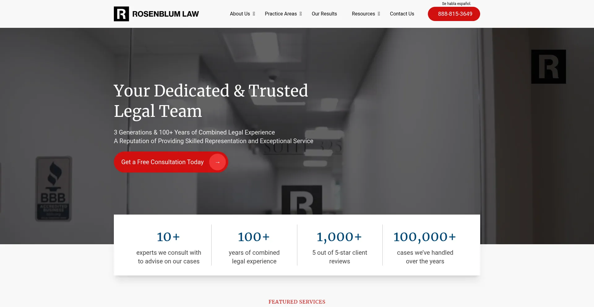 Website screenshot of Rosenblumlaw.com