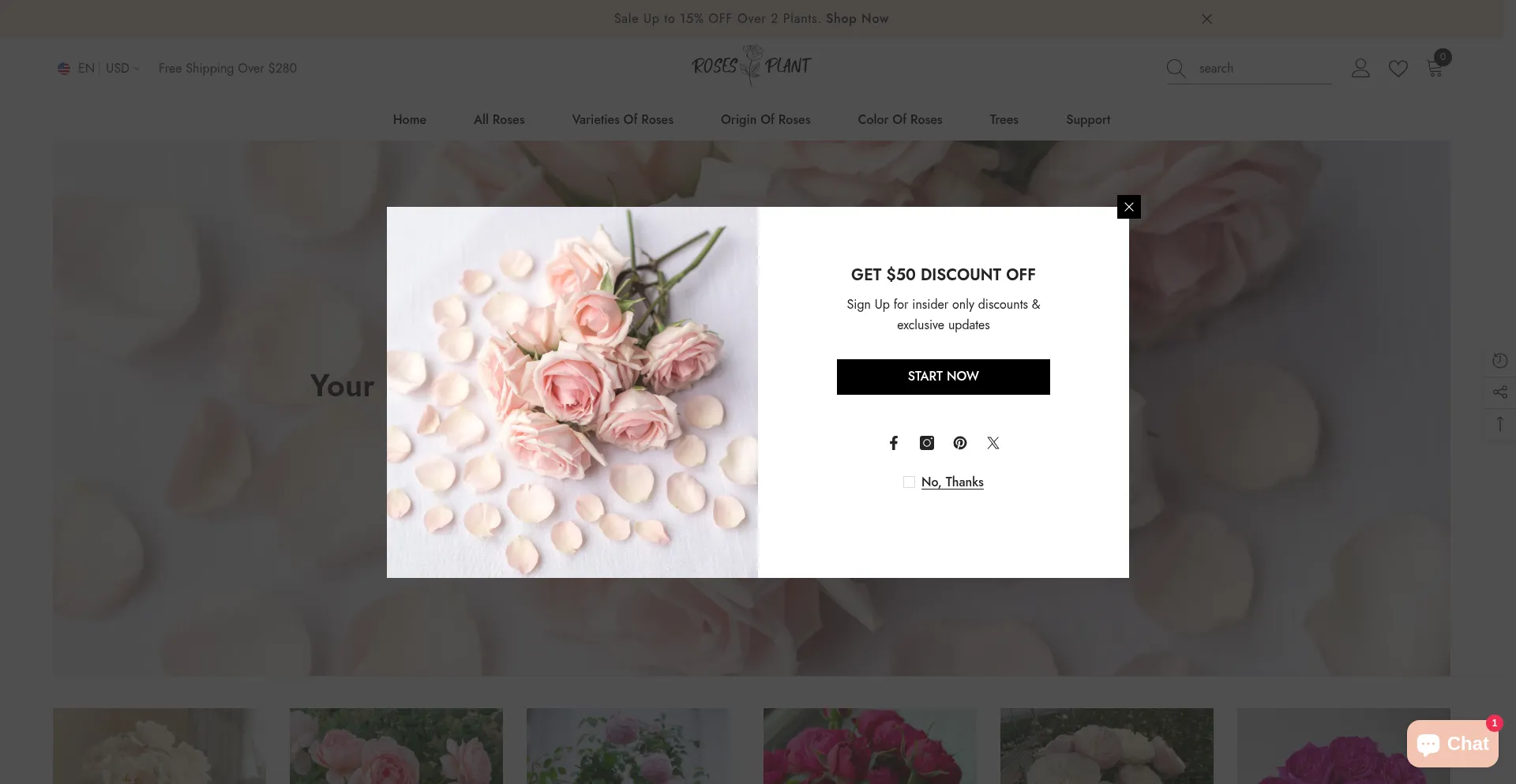Website screenshot of Rosesplant.com