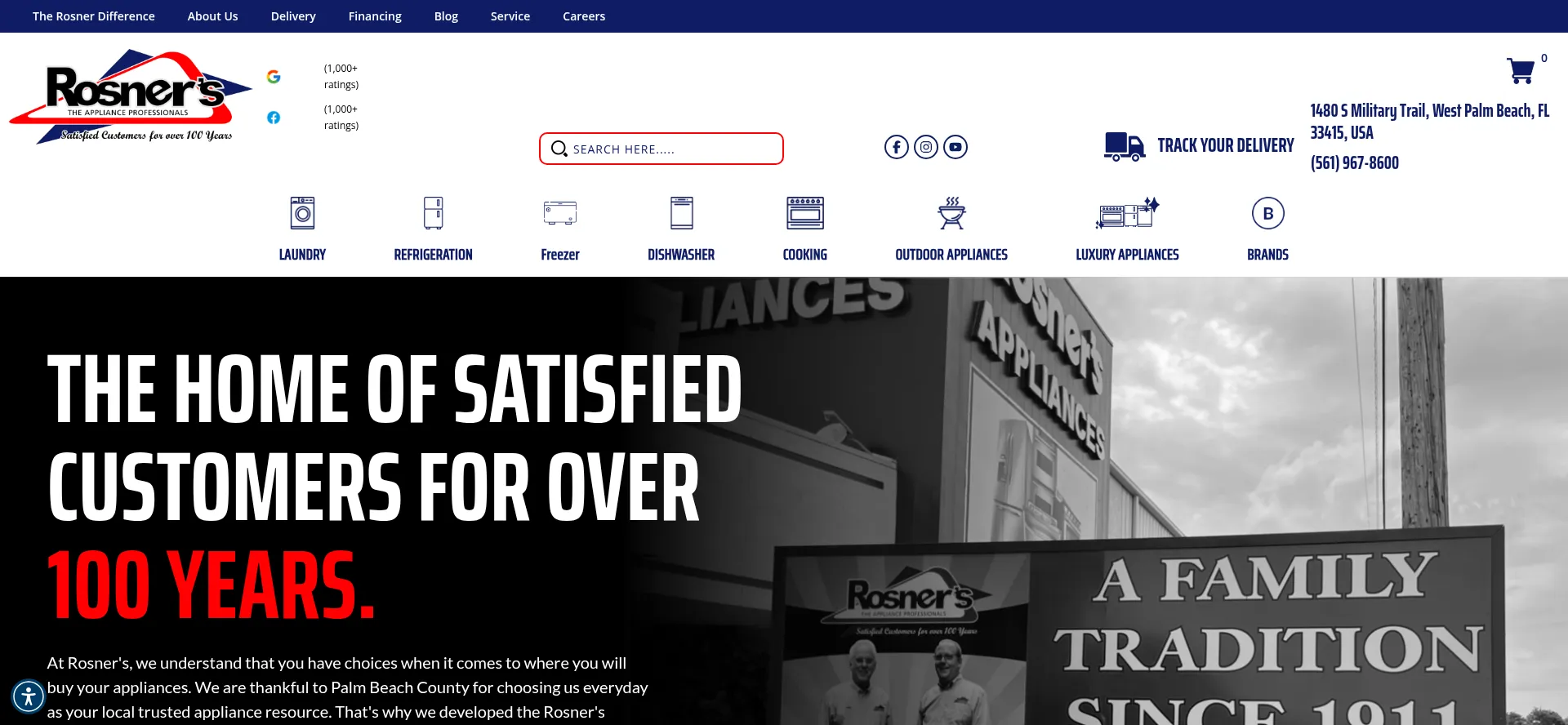 Website screenshot of Rosners.com