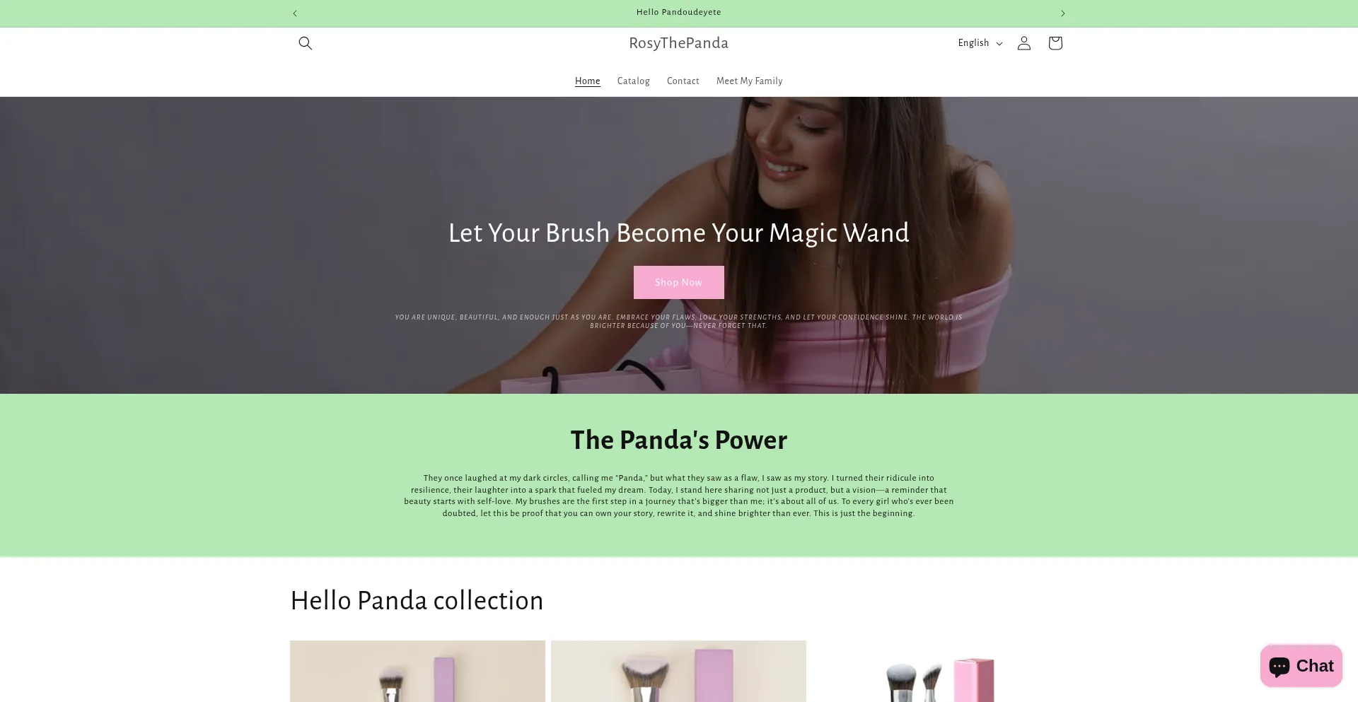 Website screenshot of Rosythepanda.com