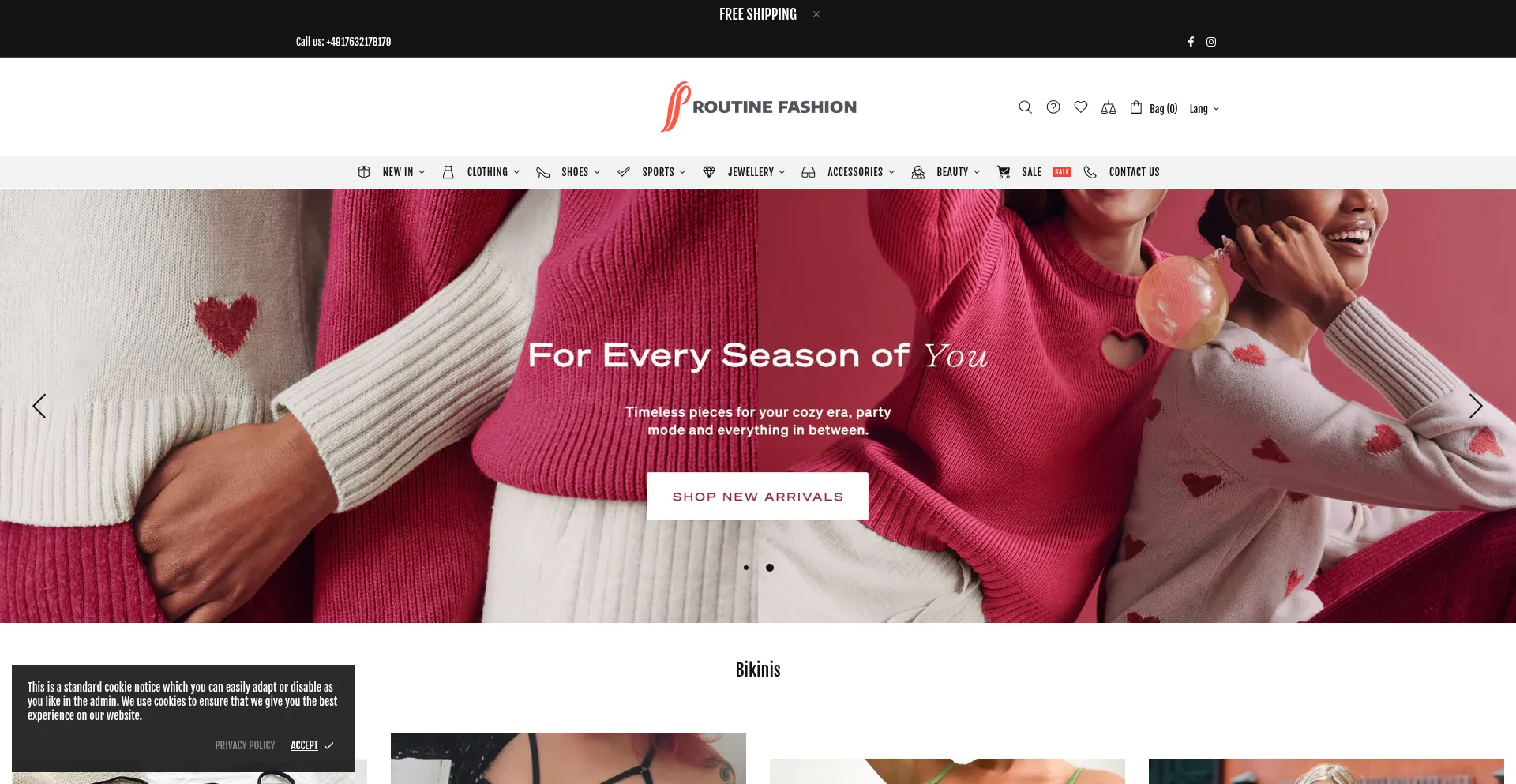 Website screenshot of Routinefashion.com