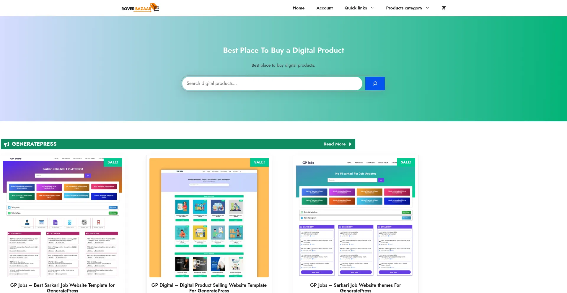 Website screenshot of Roverbazaar.com