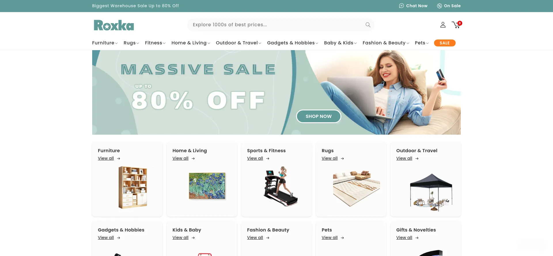 Website screenshot of Roxka.com