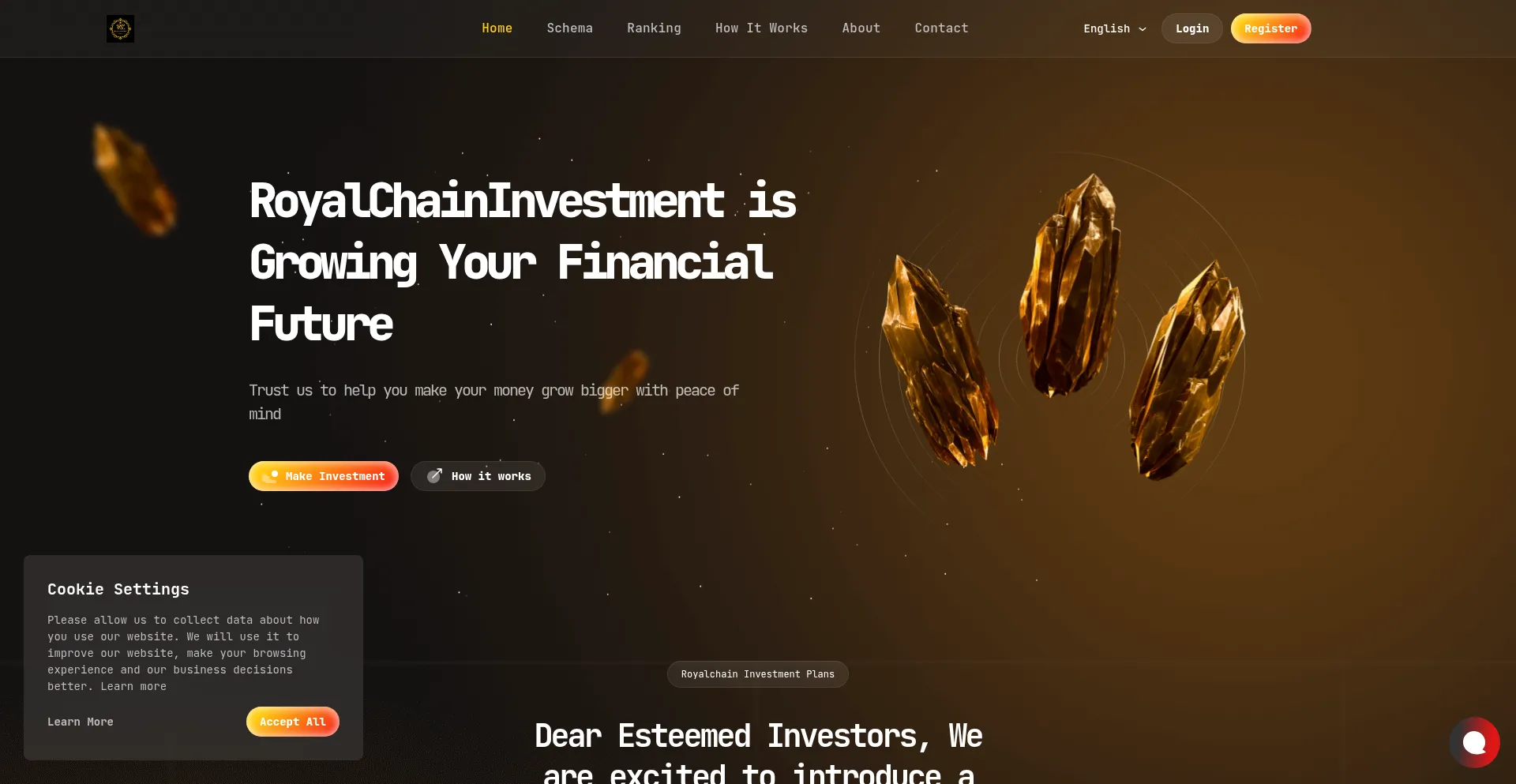 Website screenshot of Royalchaininvestment.pro