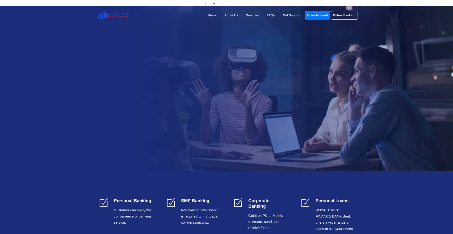 Website screenshot of Royalcrestfinbnk.com