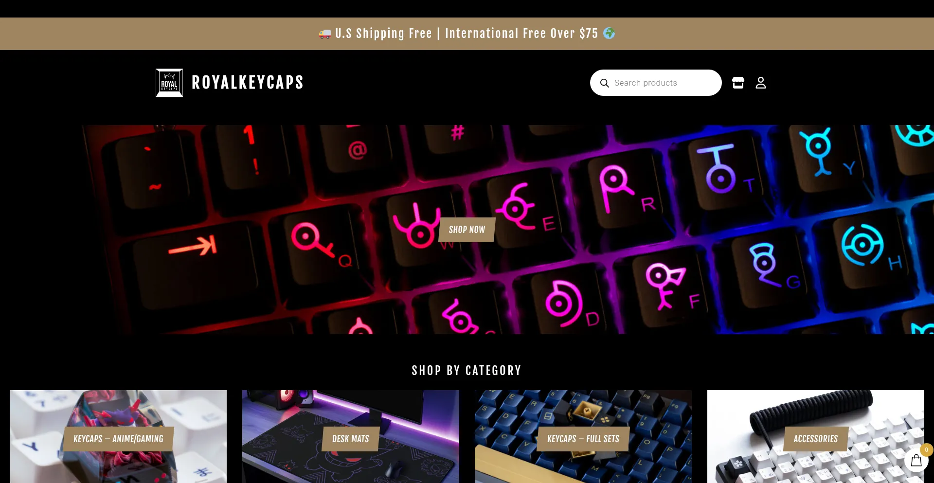 Website screenshot of Royalkeycaps.com