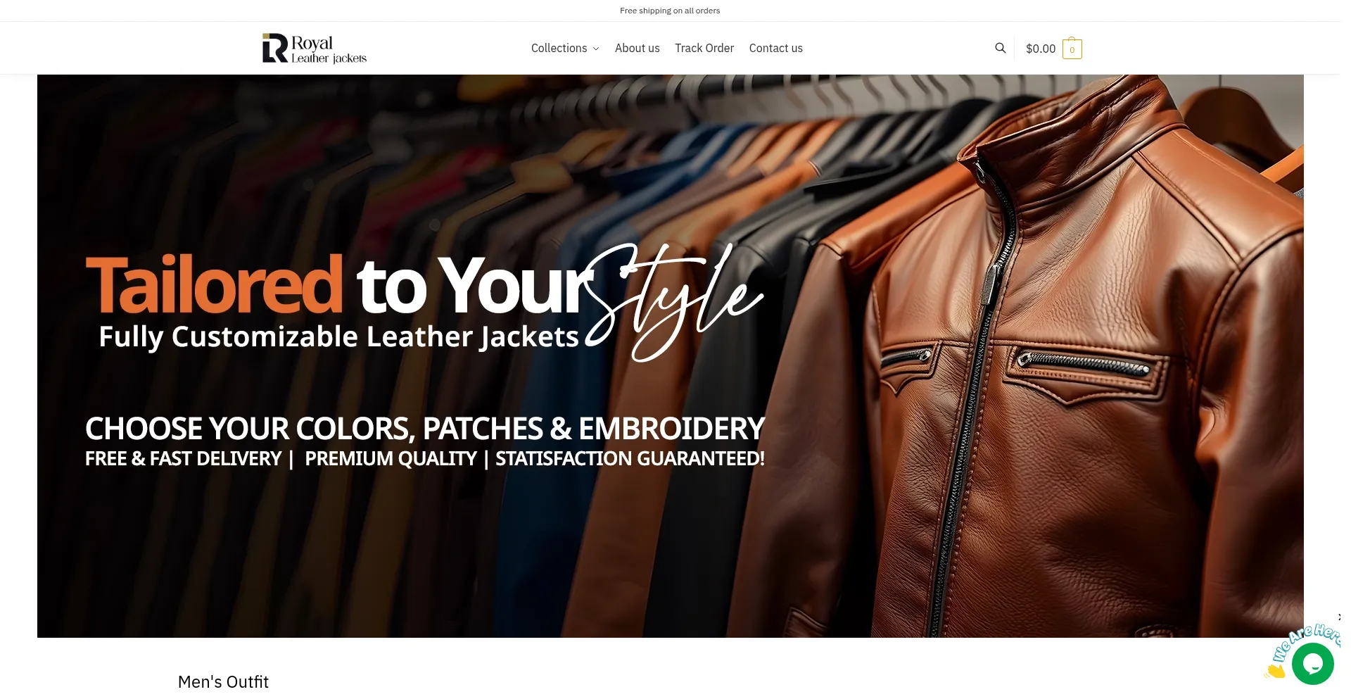 Website screenshot of Royalleatherjackets.com