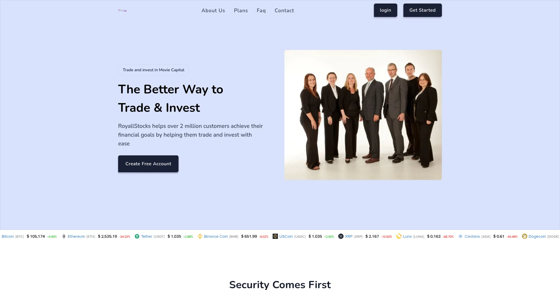 Website screenshot of Royallstocks.com