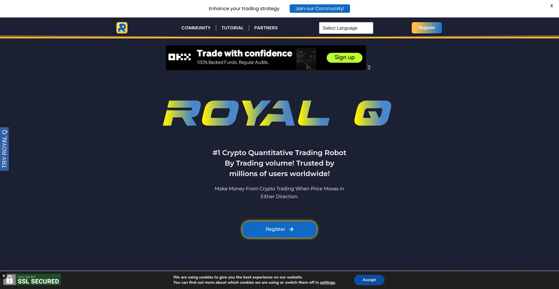 Website screenshot of Royalq.io