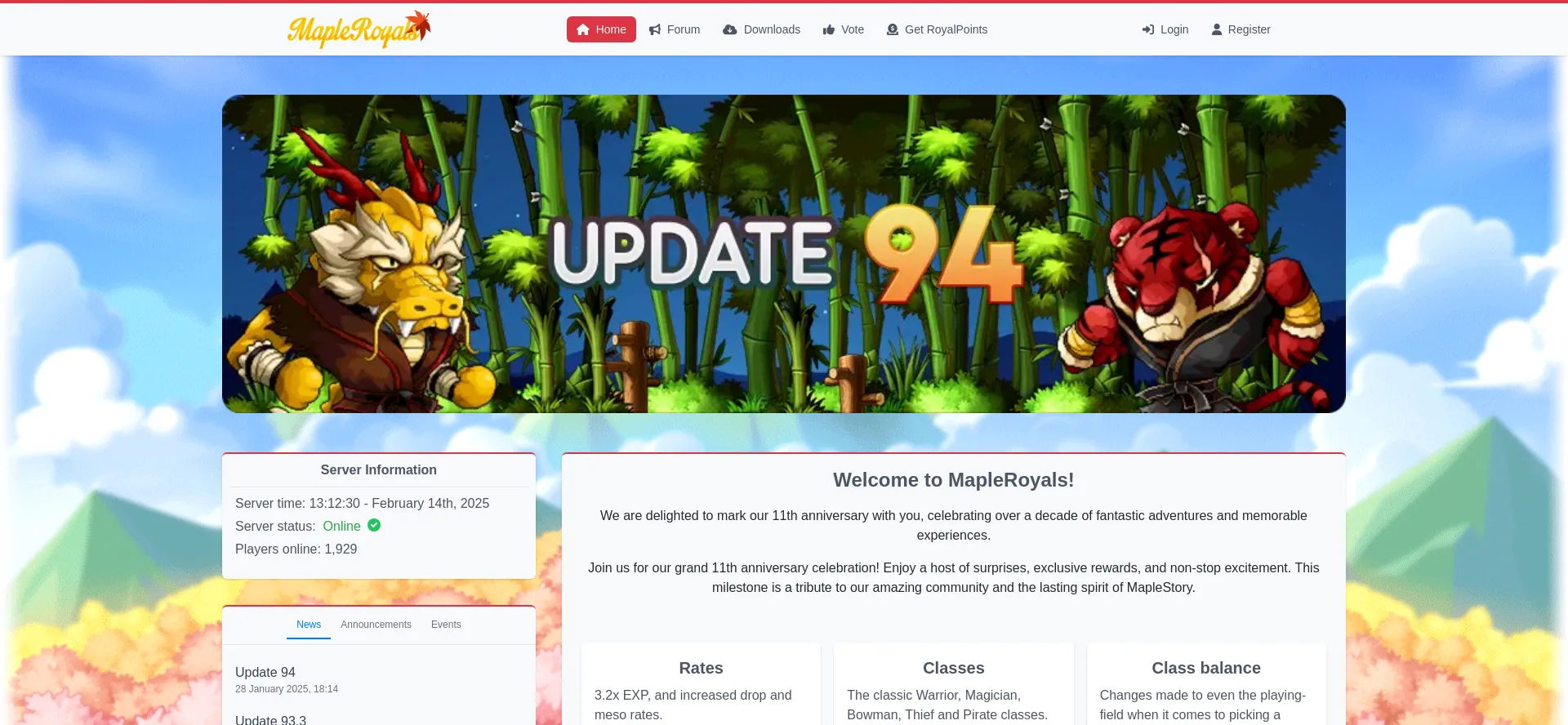 Website screenshot of Royals.ms