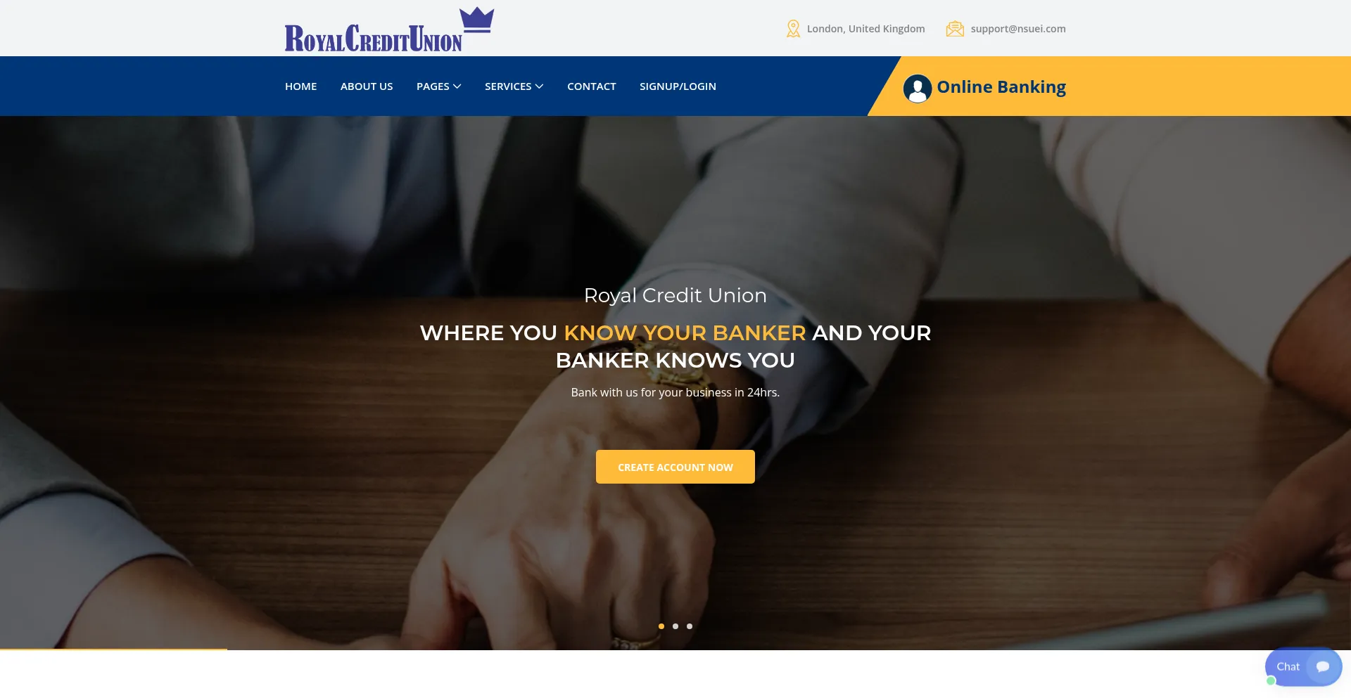 Website screenshot of Royalscredit.com