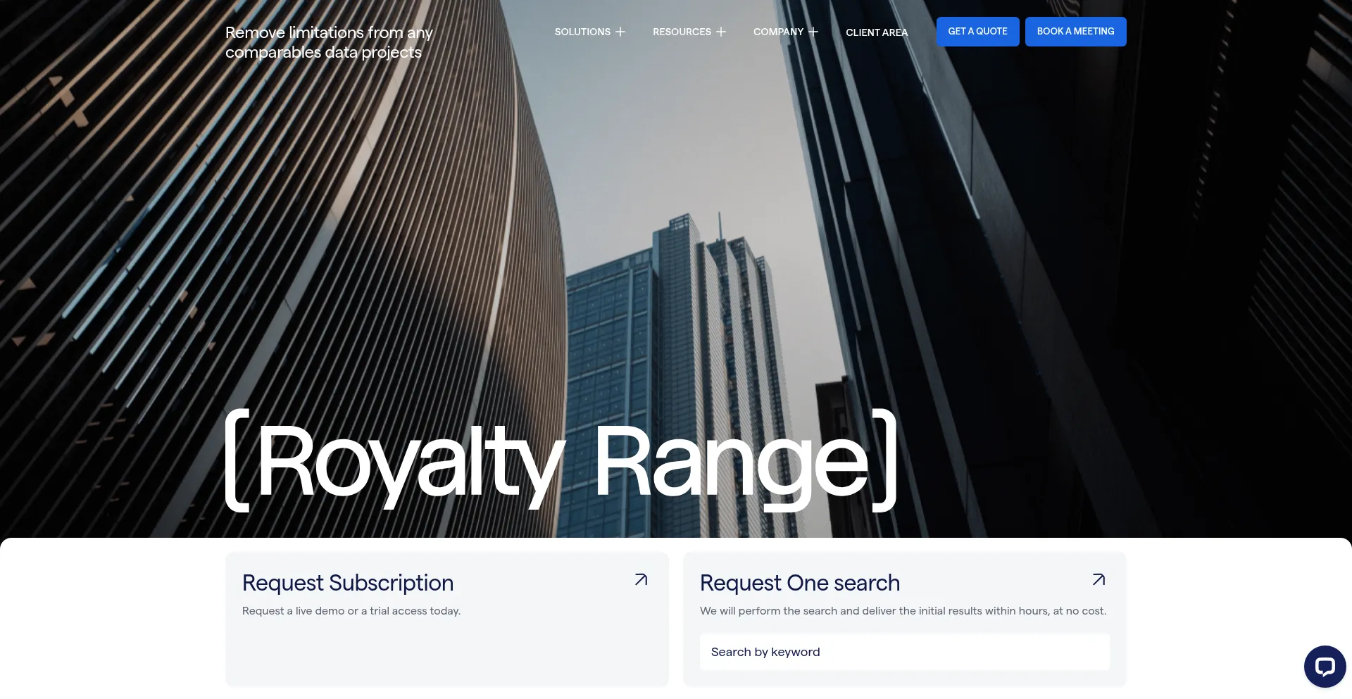 Website screenshot of Royaltyrange.com