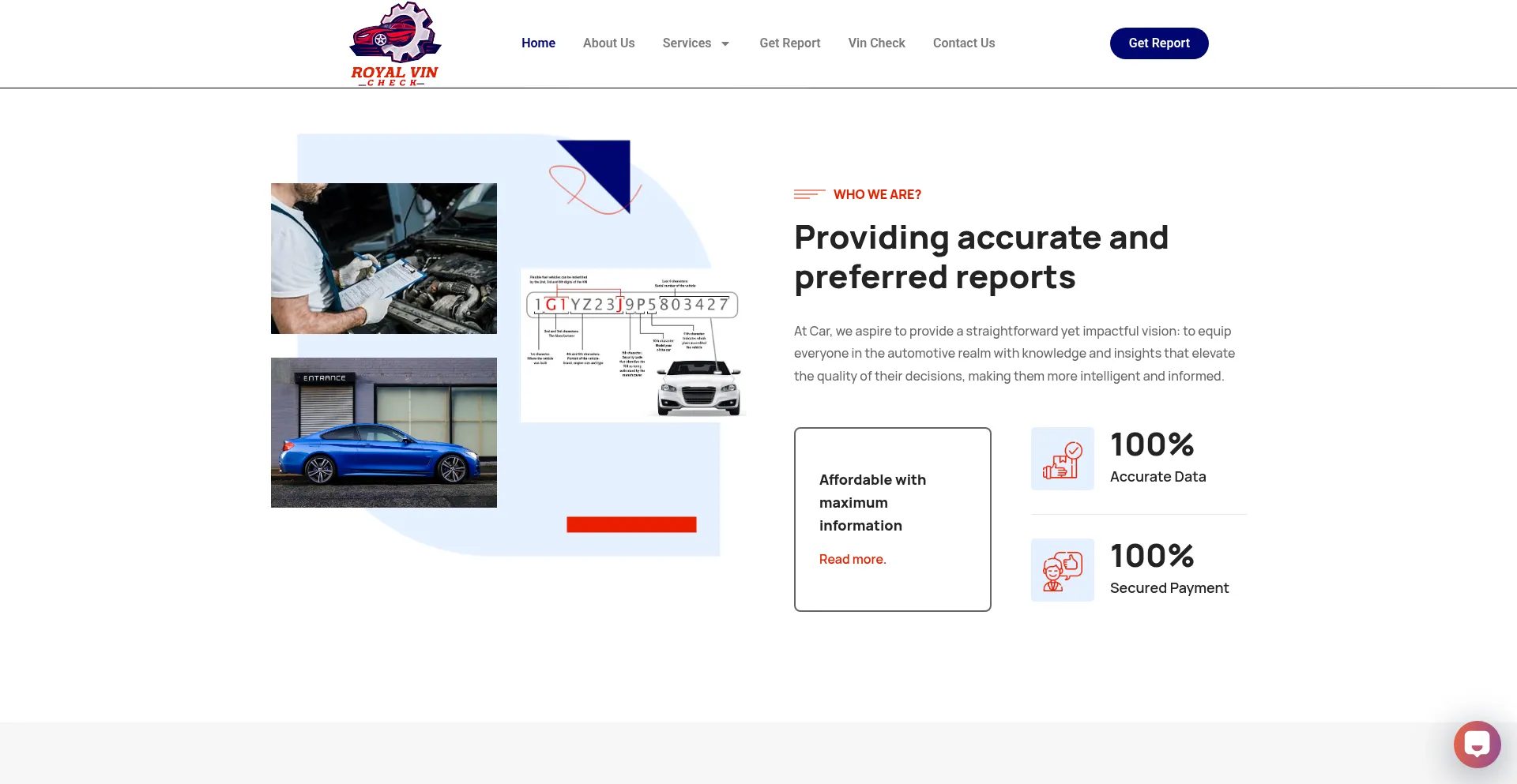 Website screenshot of Royalvincheck.com