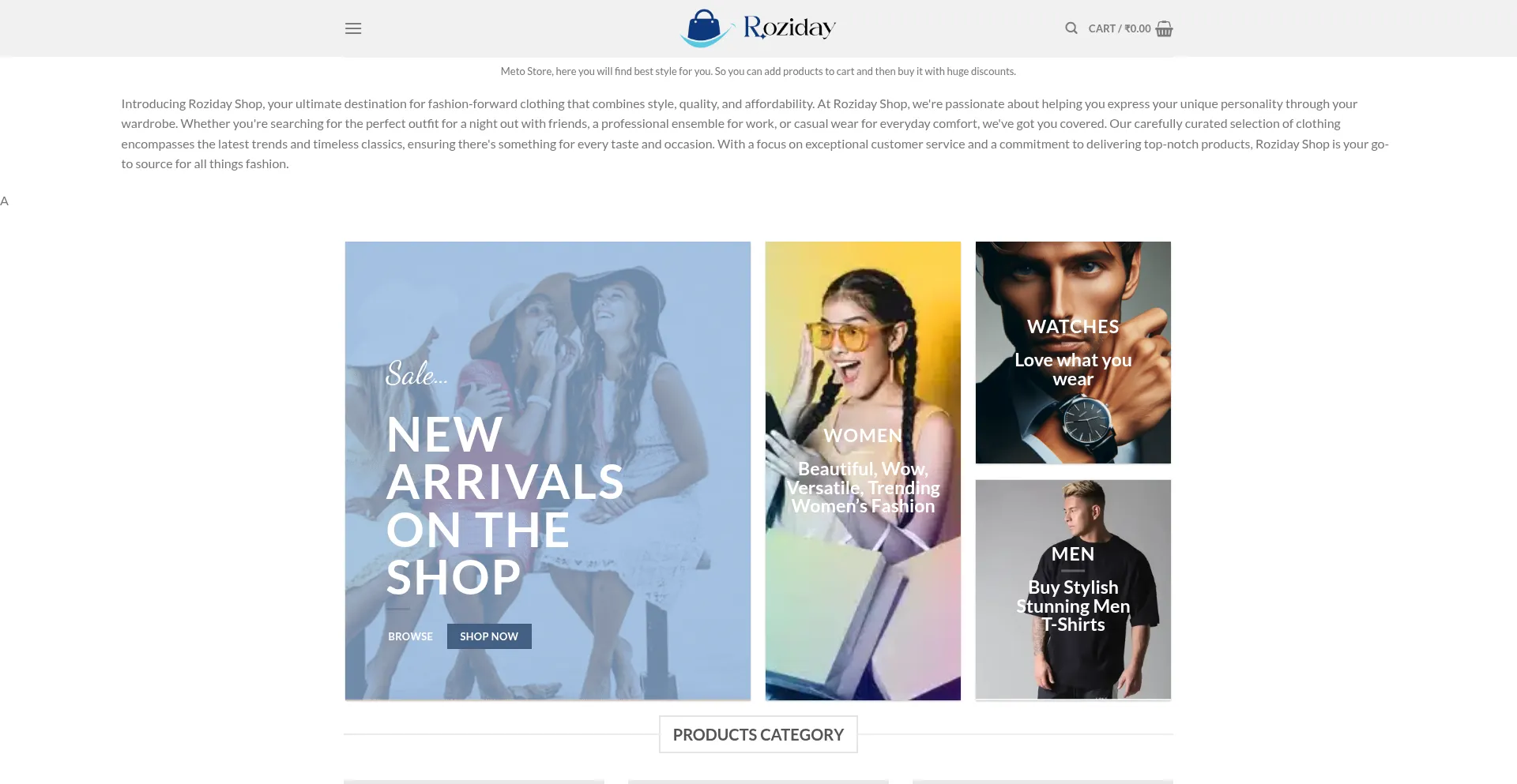 Website screenshot of Roziday.com