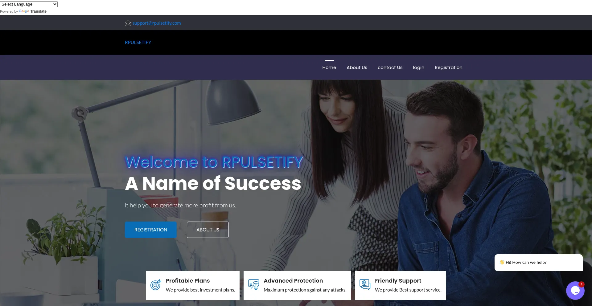 Website screenshot of Rpulsetify.com