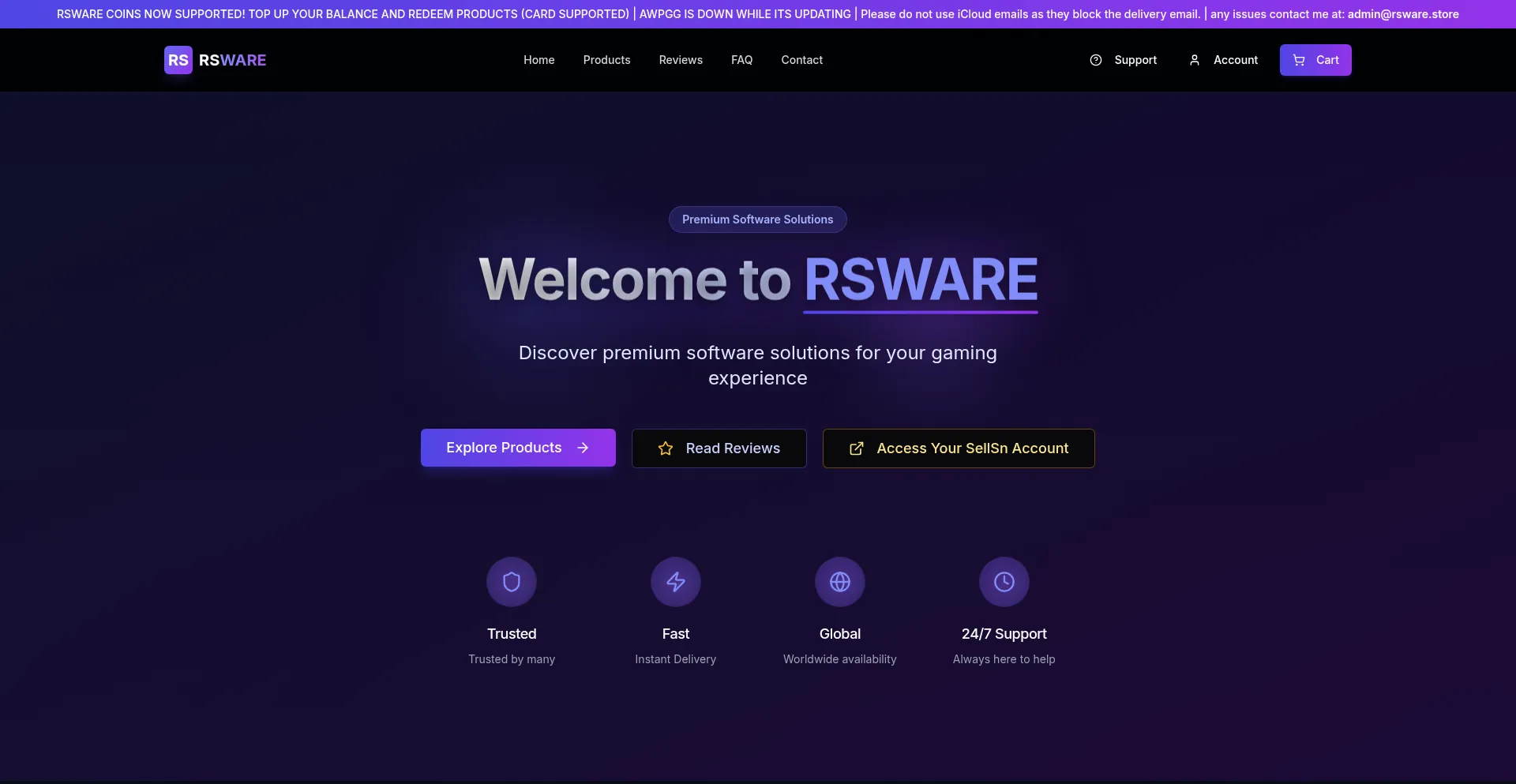 Website screenshot of Rsware.store