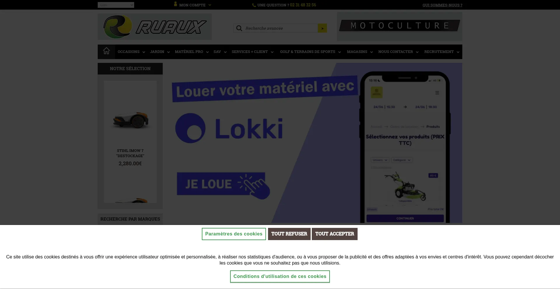 Website screenshot of Ruaux-motoculture.com