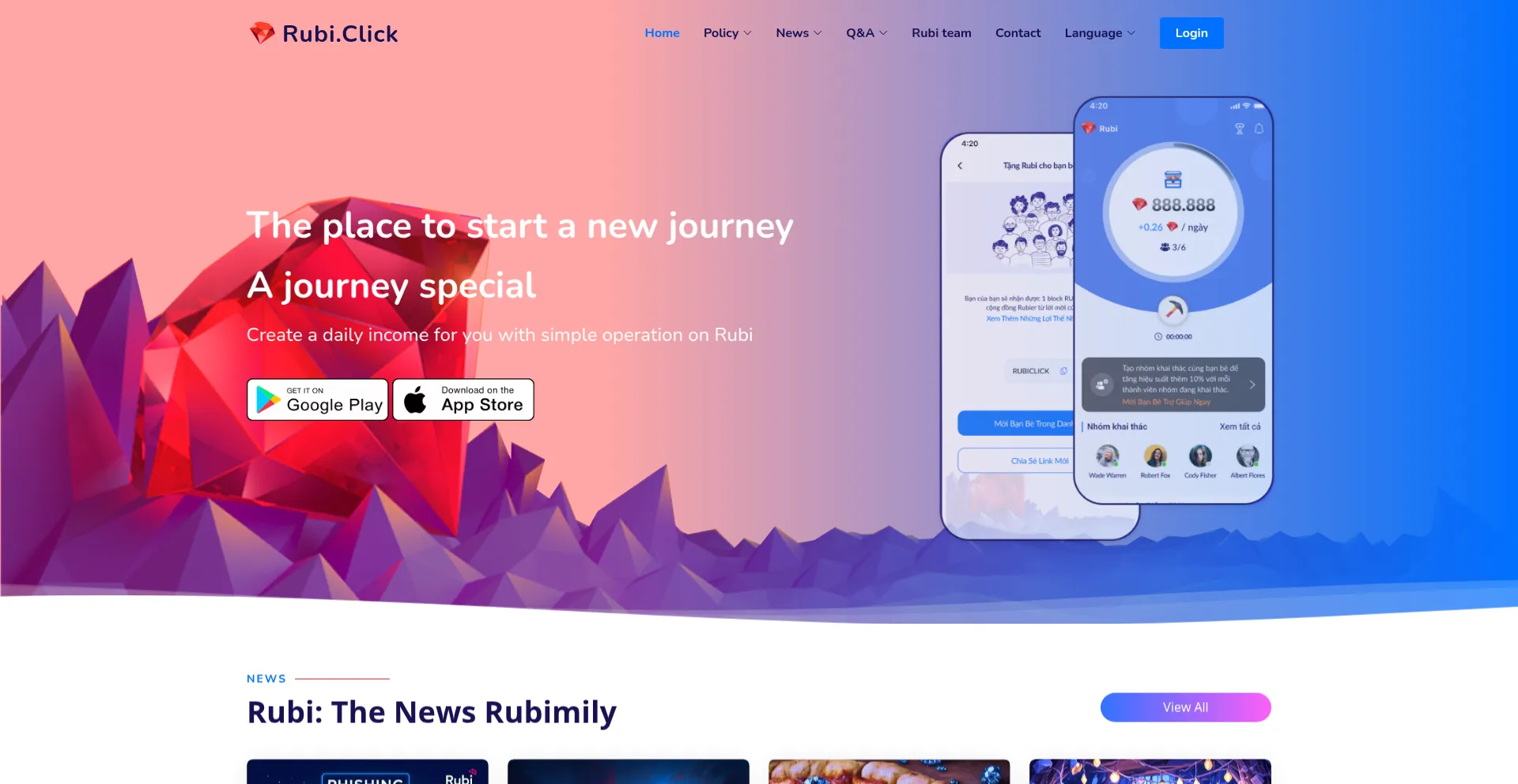 Website screenshot of Rubi.click