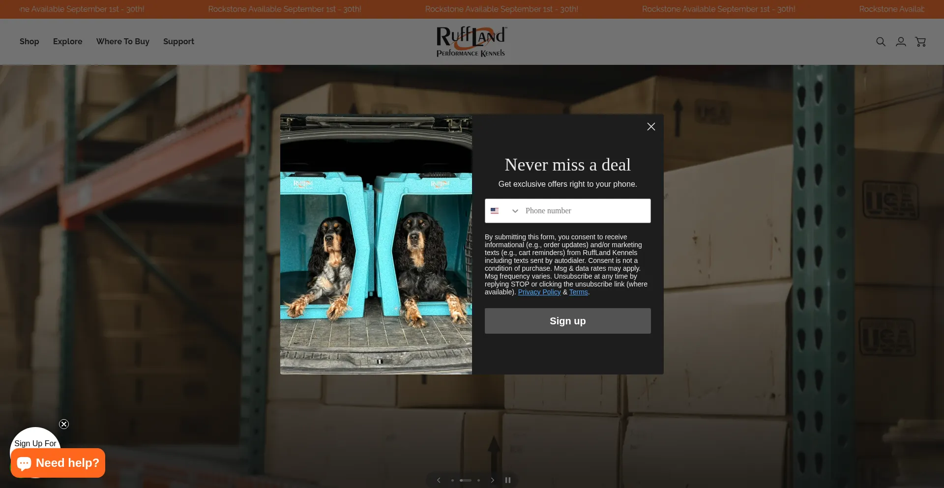 Website screenshot of Rufflandkennels.com