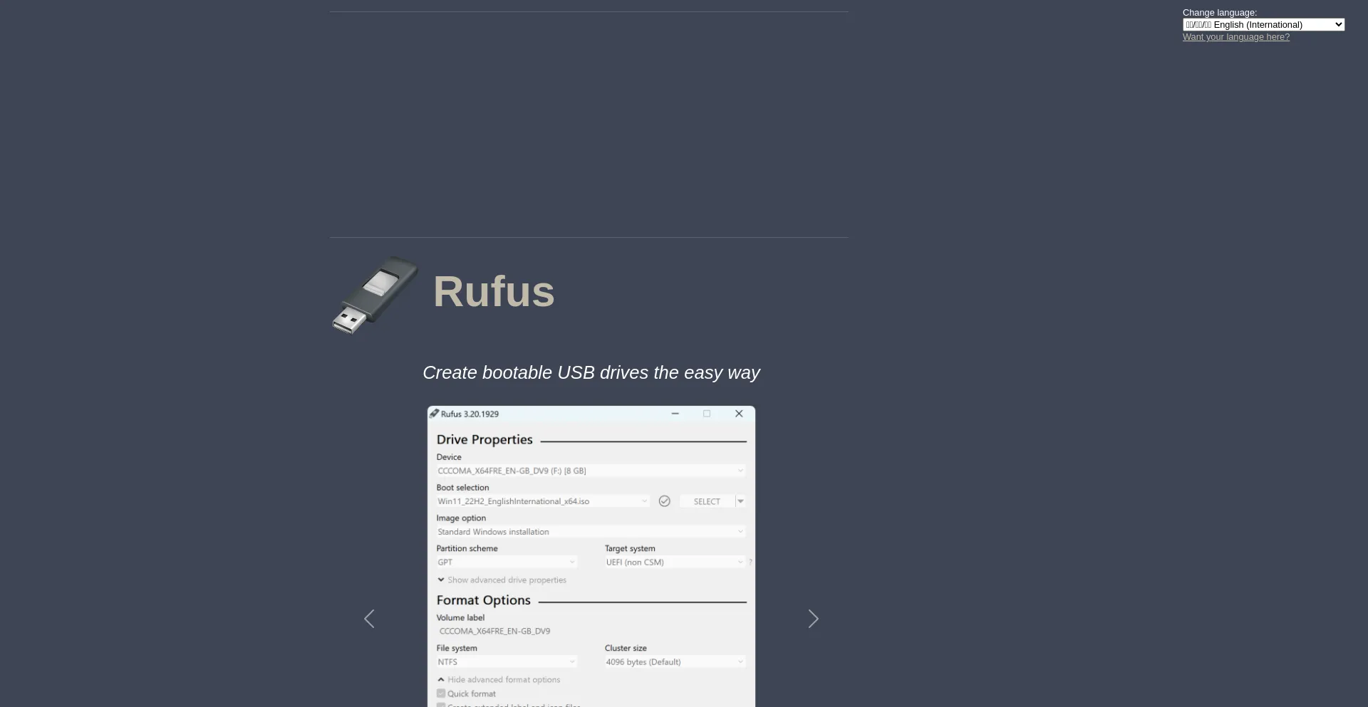 Website screenshot of Rufus.ie