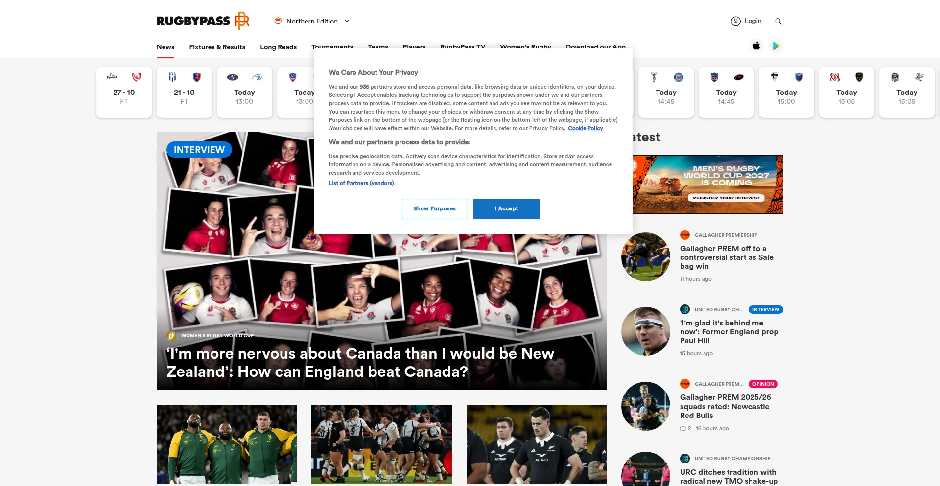 Rugbypass.com Screenshot