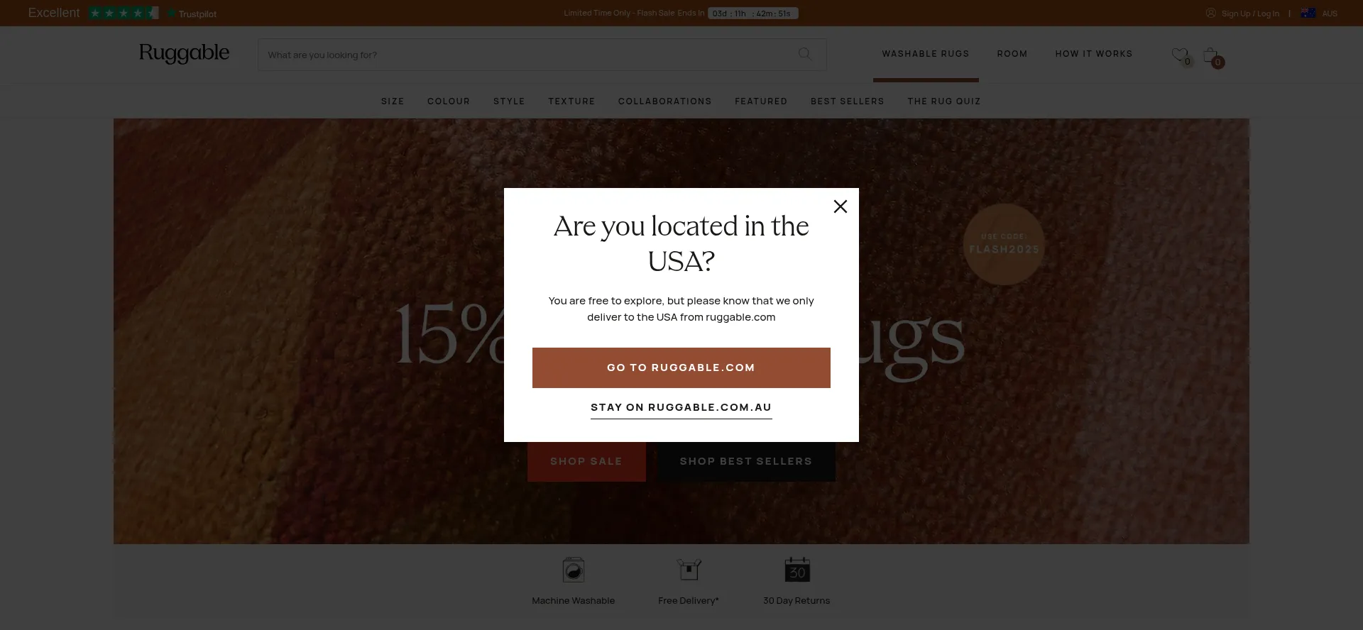 Website screenshot of Ruggable.com.au