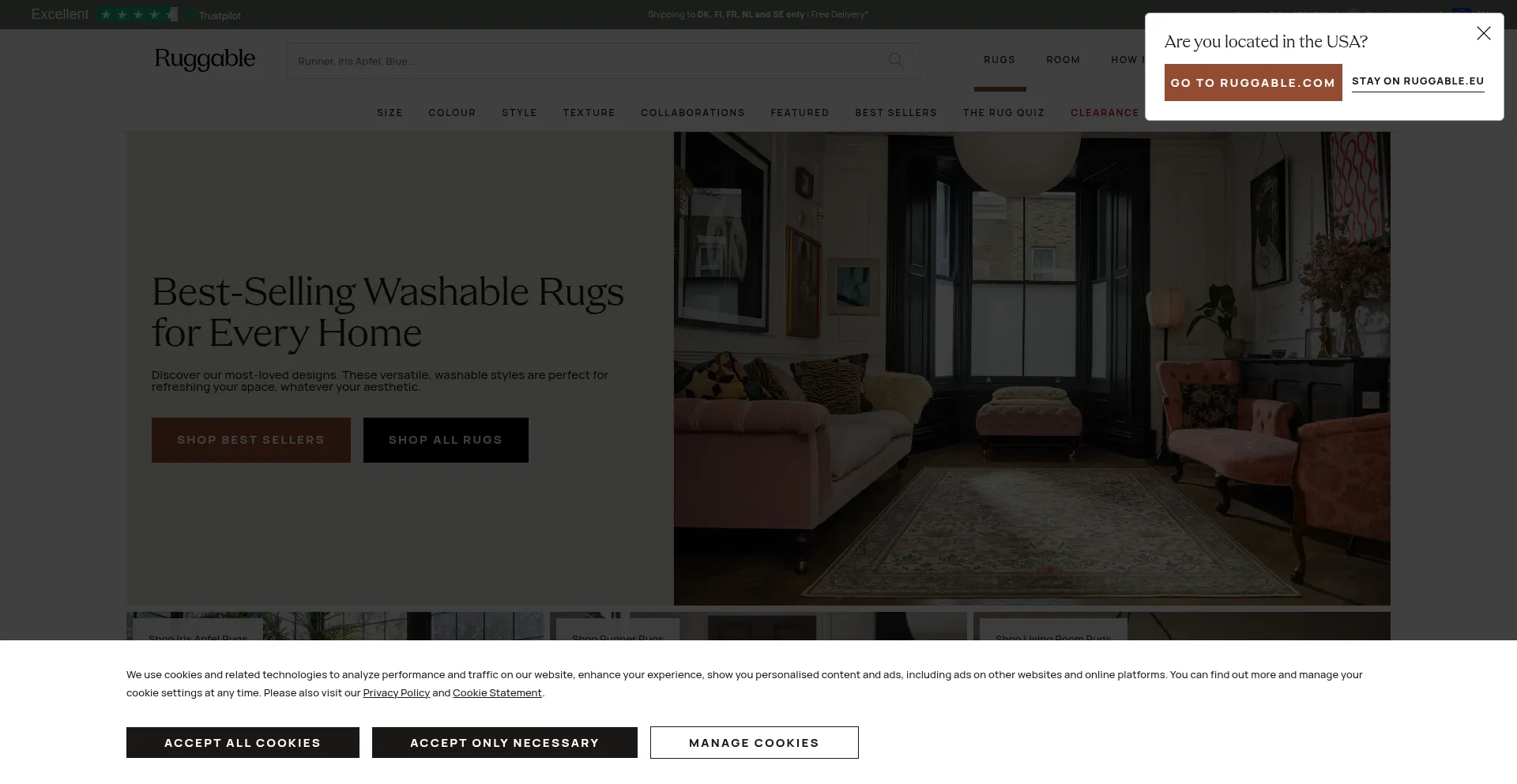Website screenshot of Ruggable.eu