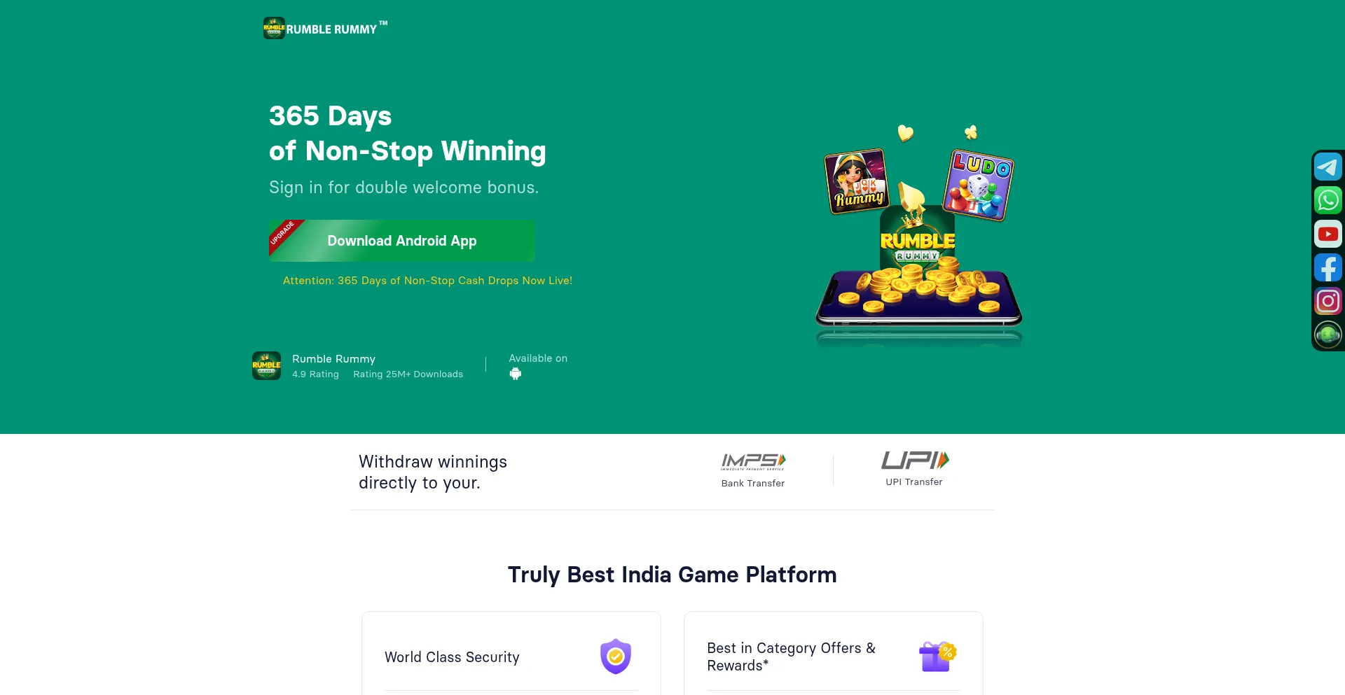 Website screenshot of Rumblerummy.vip