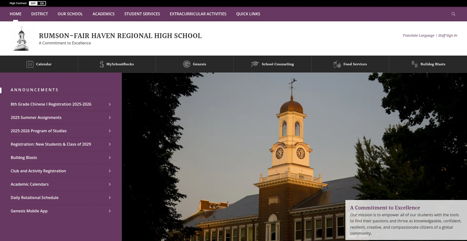 Website screenshot of Rumsonfairhaven.org