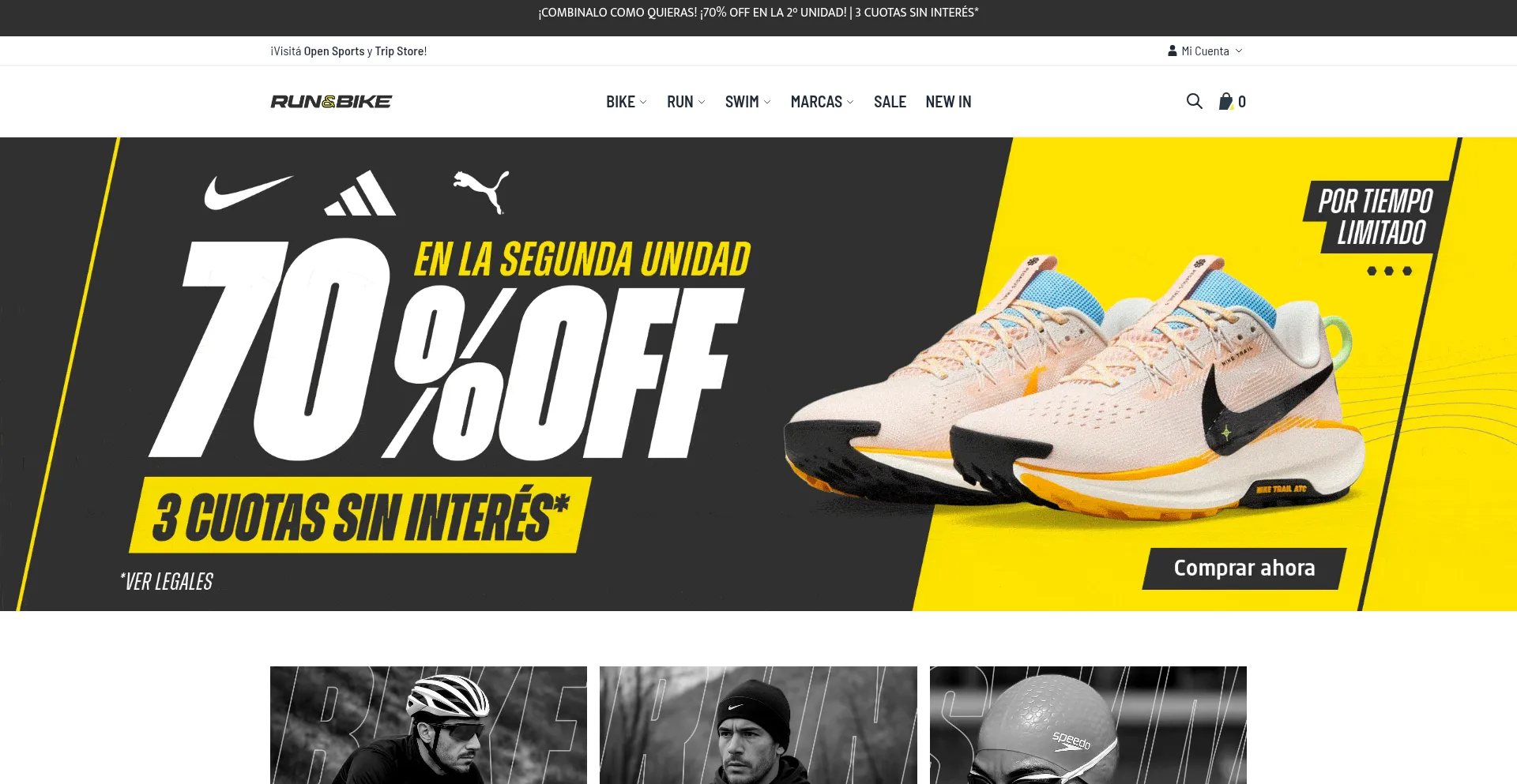 Website screenshot of Runandbike.com.ar