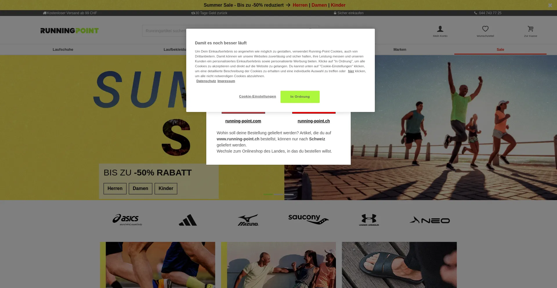 Website screenshot of Running-point.ch