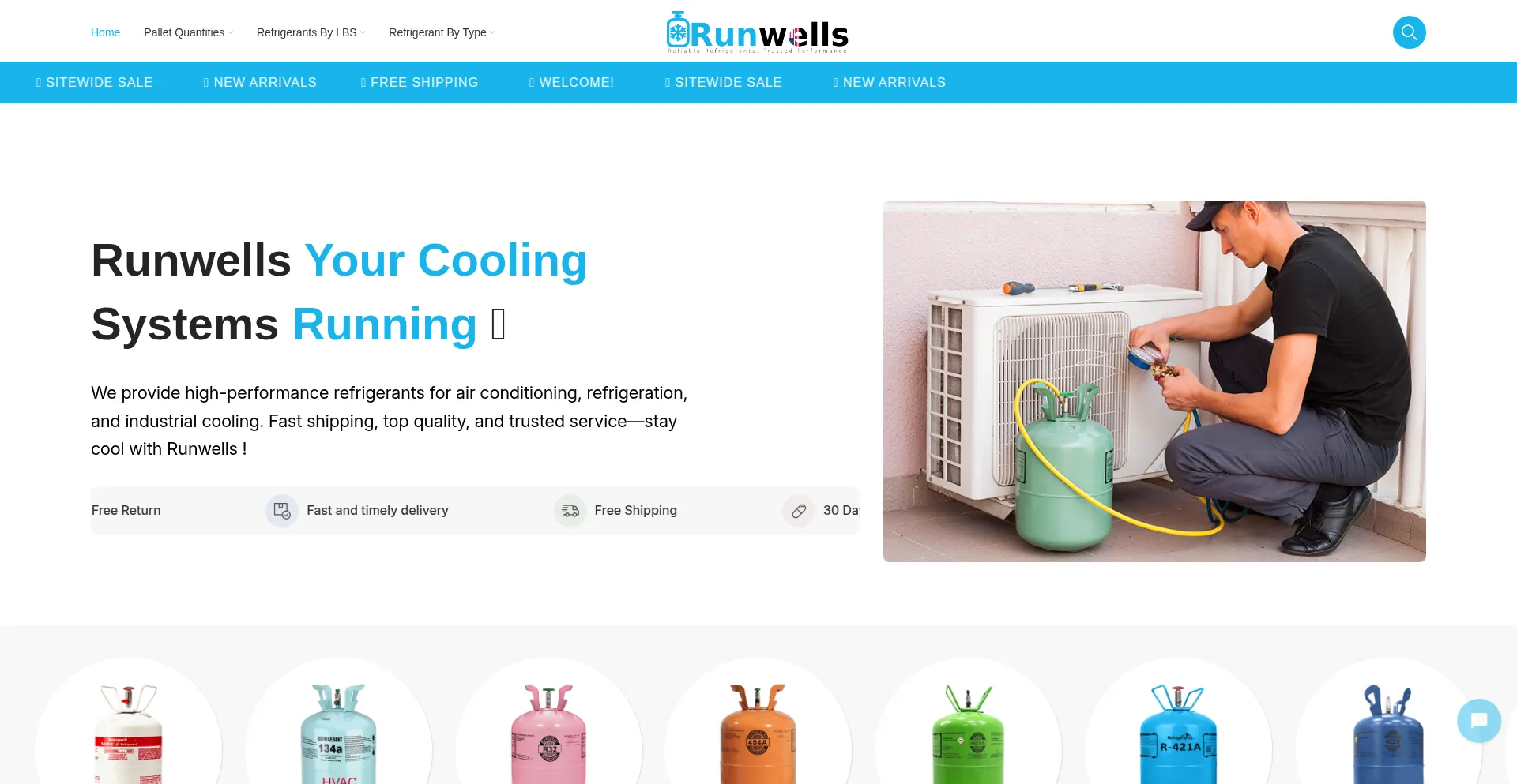 Website screenshot of Runwells.com