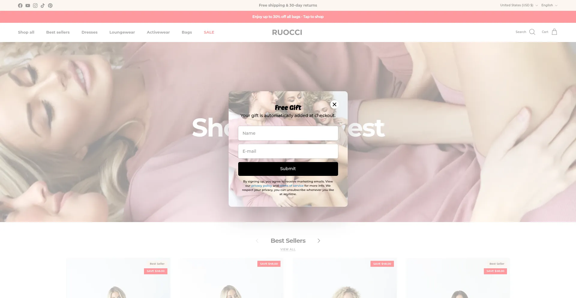 Website screenshot of Ruocci.com