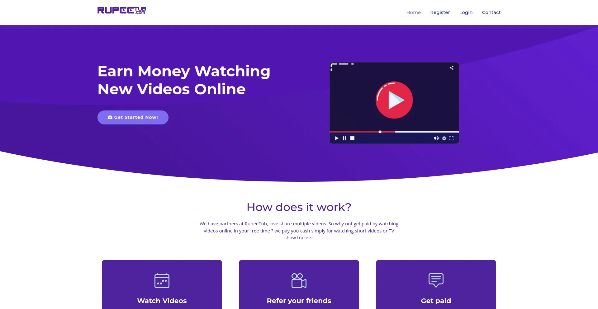 Website screenshot of Rupeetub.com