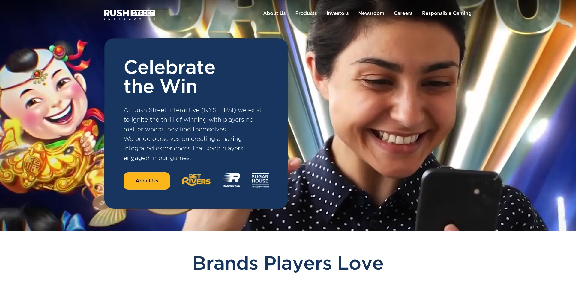 Website screenshot of Rushstreetinteractive.com